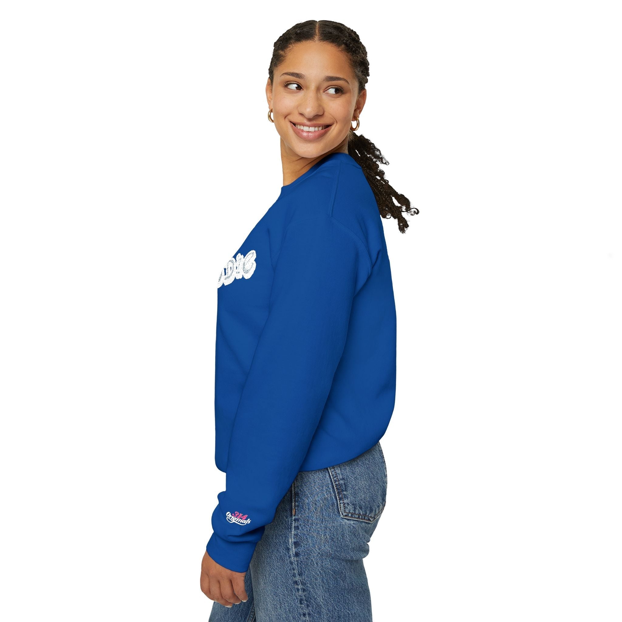 Cloud Script Crewneck Sweatshirt — White Script Logo Cozy Pullover - 314 Originals