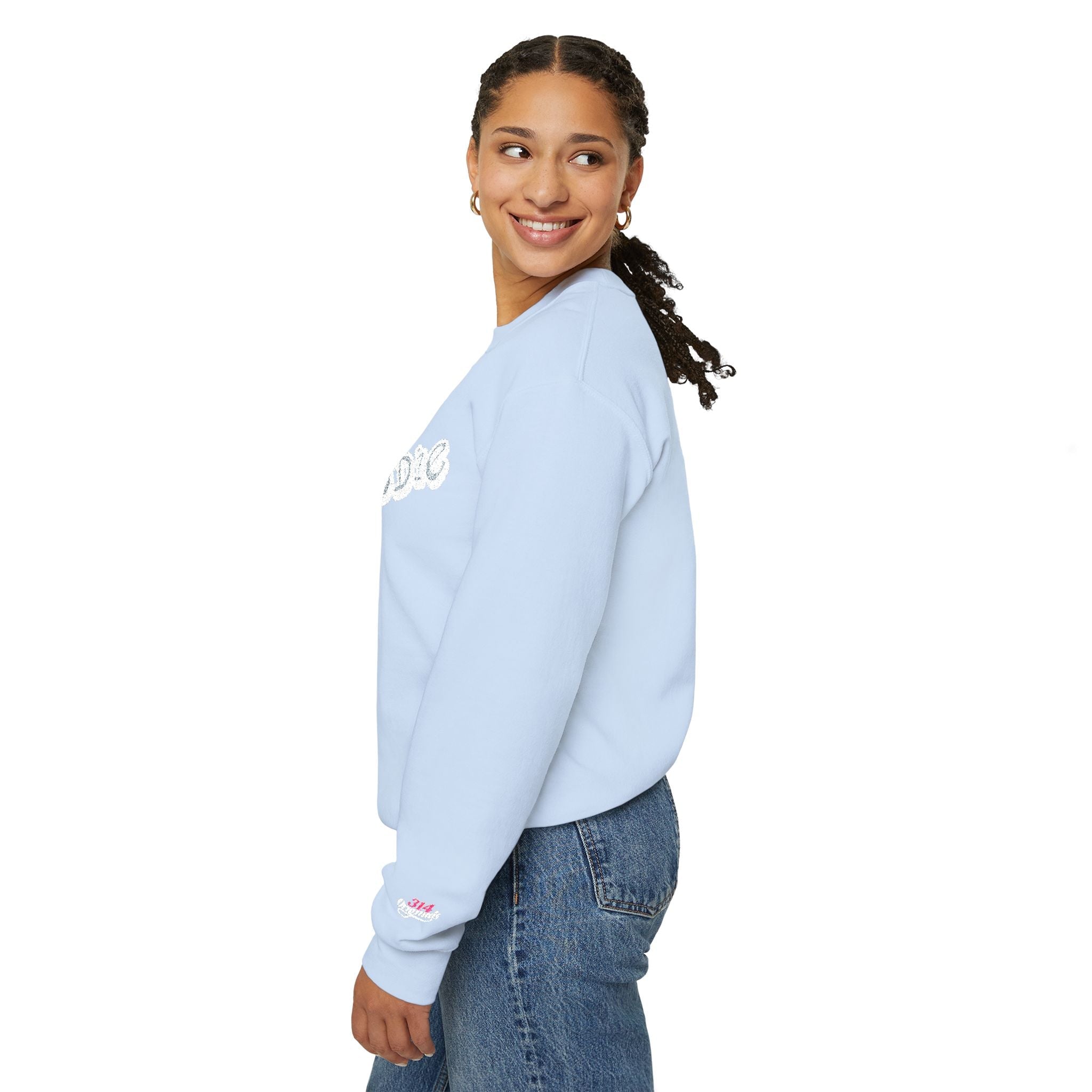 Cloud Script Crewneck Sweatshirt — White Script Logo Cozy Pullover - 314 Originals