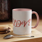 Cupid Love Coffee Mug – Pink or Red Interior, 'LOVE' Heart Design (11/15oz) - 314 Originals