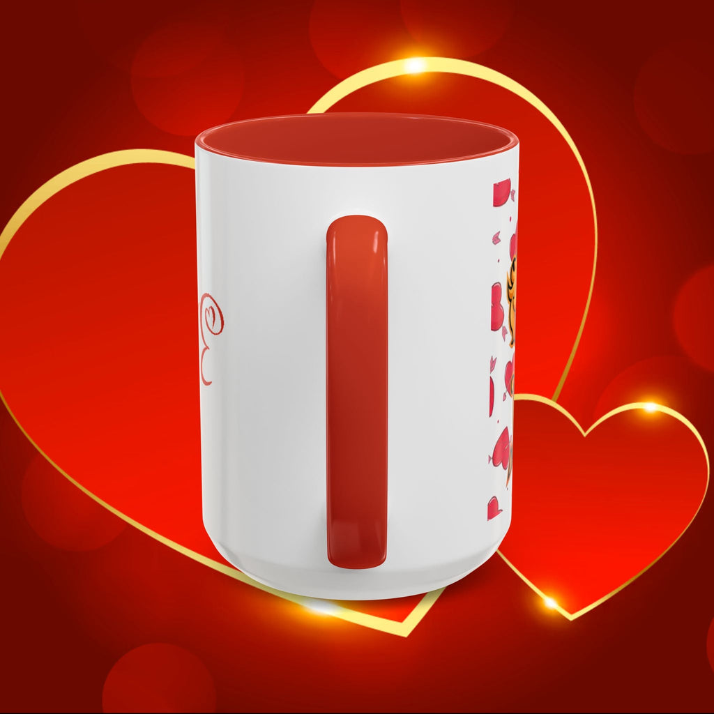 Cupid Love Coffee Mug – Pink or Red Interior, 'LOVE' Heart Design (11/15oz) - 314 Originals