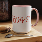 Cupid Love Coffee Mug – Pink or Red Interior, 'LOVE' Heart Design (11/15oz) - 314 Originals