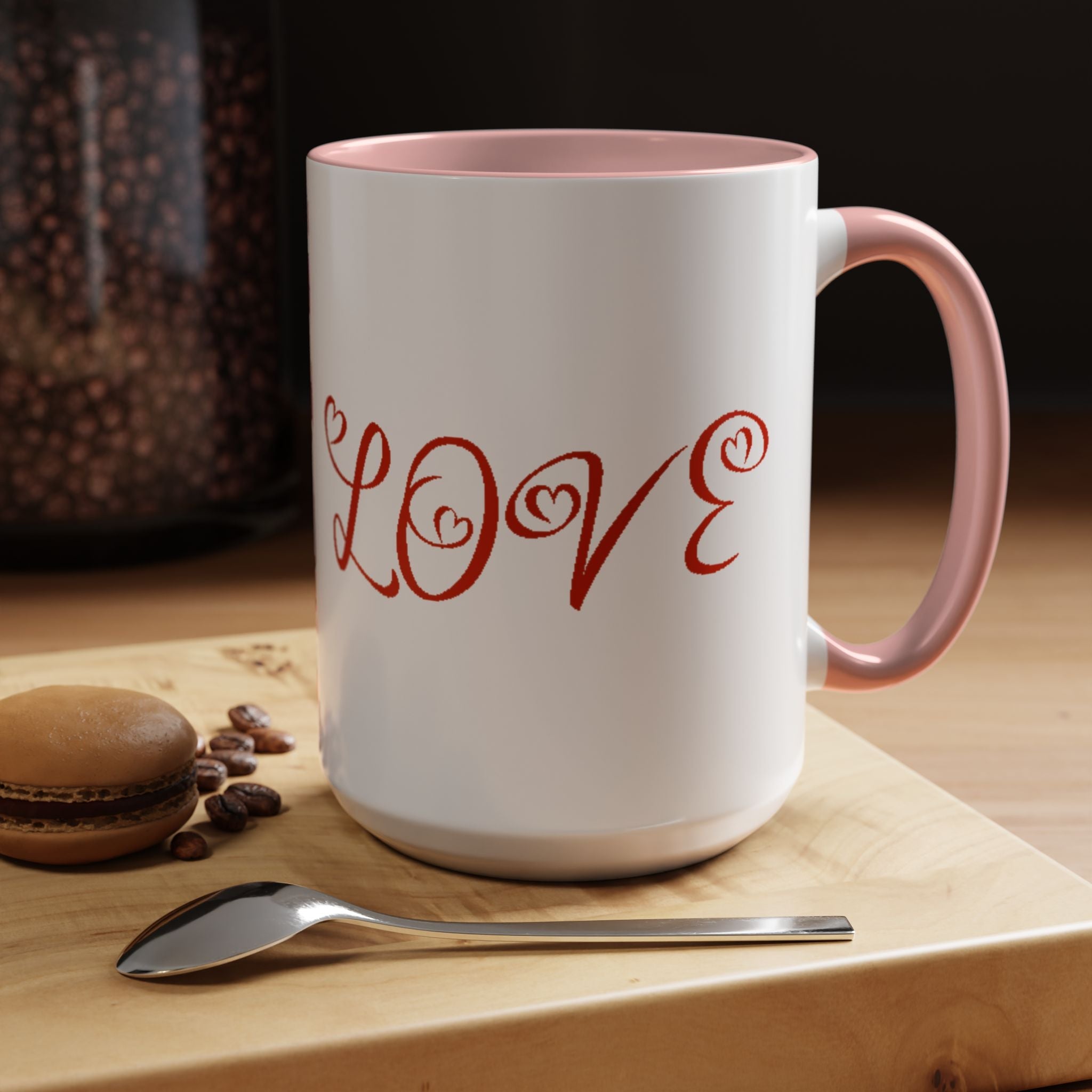 Cupid Love Coffee Mug – Pink or Red Interior, 'LOVE' Heart Design (11/15oz) - 314 Originals