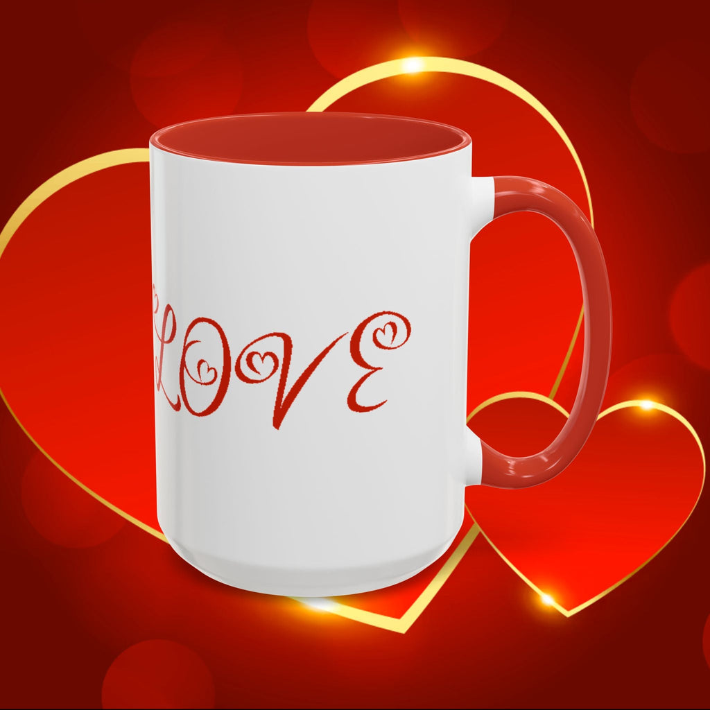 Cupid Love Coffee Mug – Pink or Red Interior, 'LOVE' Heart Design (11/15oz) - 314 Originals