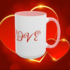 Cupid Love Coffee Mug – Pink or Red Interior, 'LOVE' Heart Design (11/15oz) - 314 Originals
