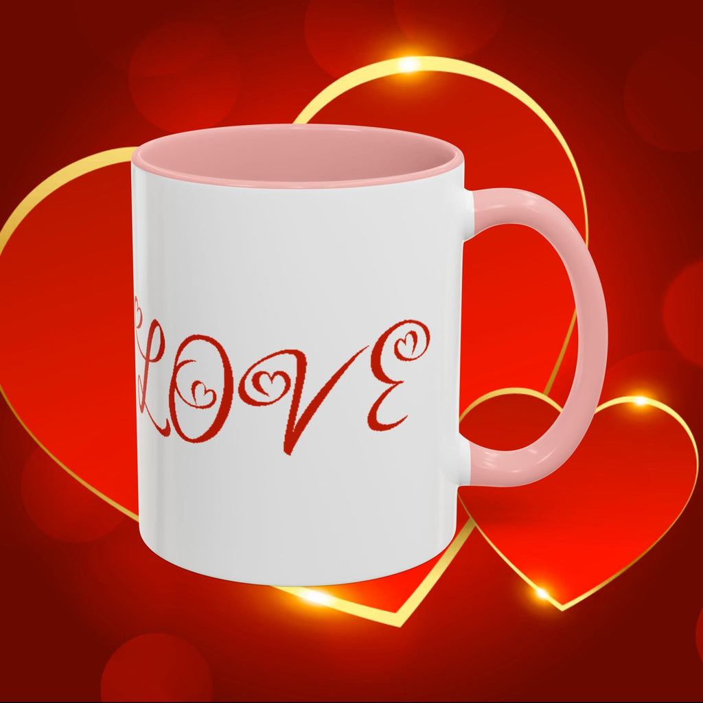 Cupid Love Coffee Mug – Pink or Red Interior, 'LOVE' Heart Design (11/15oz) - 314 Originals