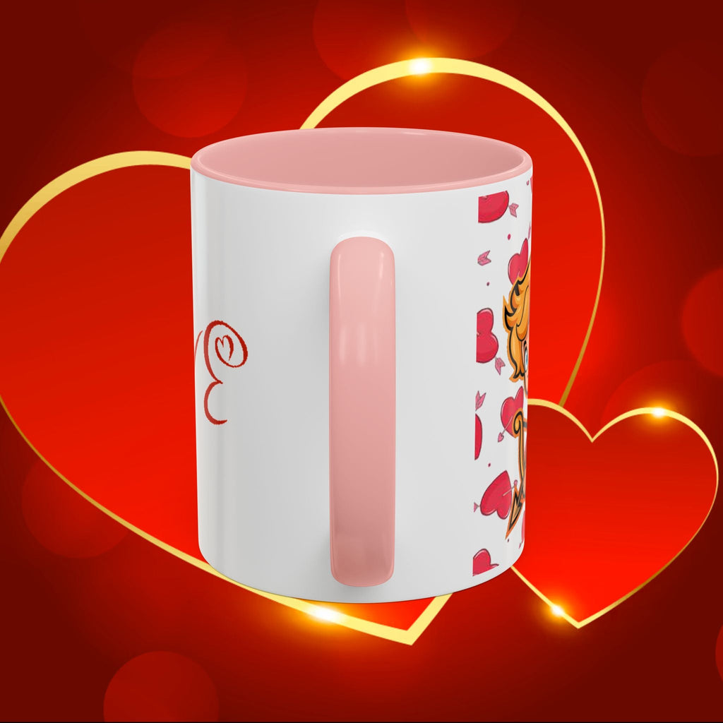 Cupid Love Coffee Mug – Pink or Red Interior, 'LOVE' Heart Design (11/15oz) - 314 Originals