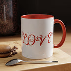 Cupid Love Coffee Mug – Pink or Red Interior, 'LOVE' Heart Design (11/15oz) - 314 Originals