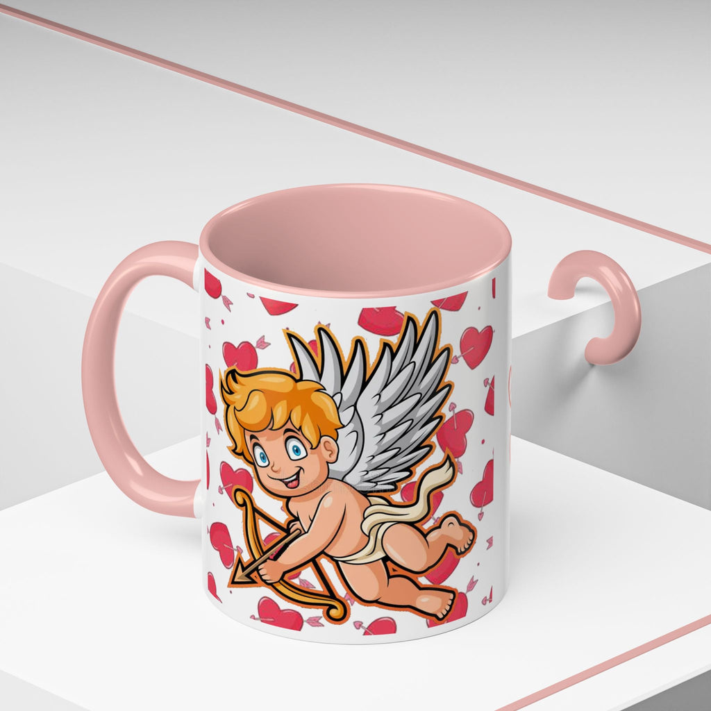 Cupid Love Coffee Mug – Pink or Red Interior, 'LOVE' Heart Design (11/15oz) - 314 Originals