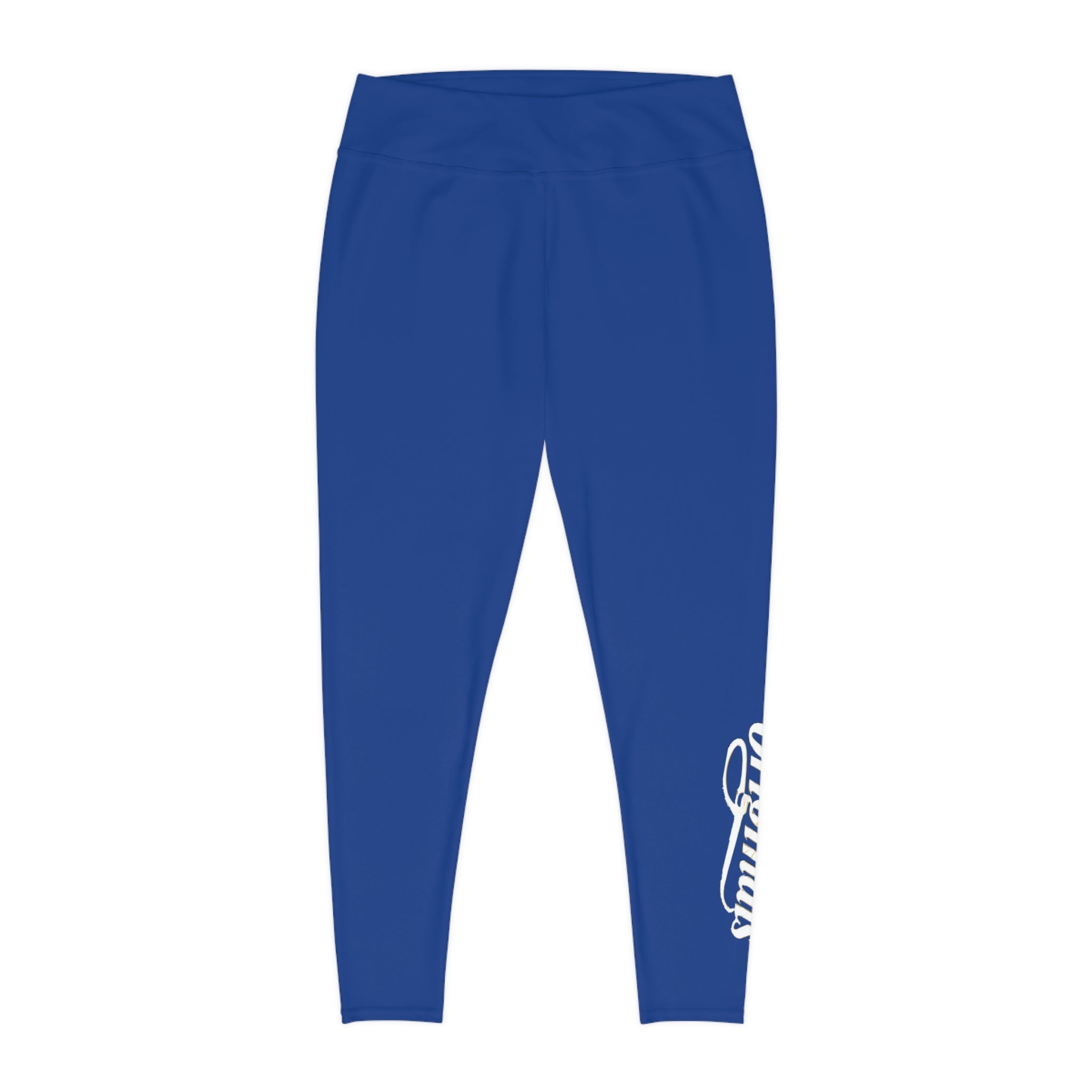 Dark Blue Plus Size Leggings — Subtle Side Script Graphic, Comfortable Everyday Activewear - 314 Originals