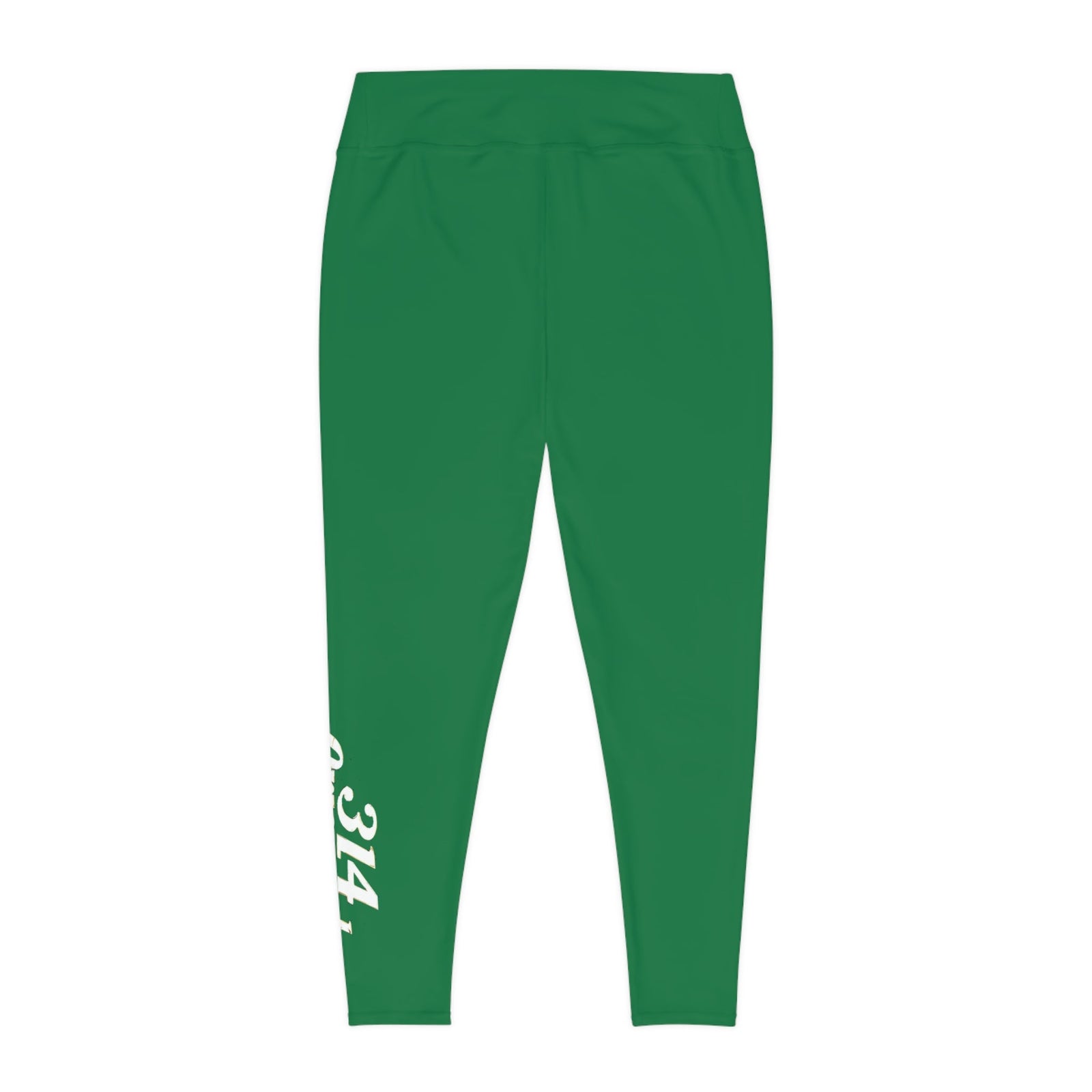 Dark Green Plus Size Leggings — Subtle Side Script Graphic, Comfortable Everyday Activewear - 314 Originals