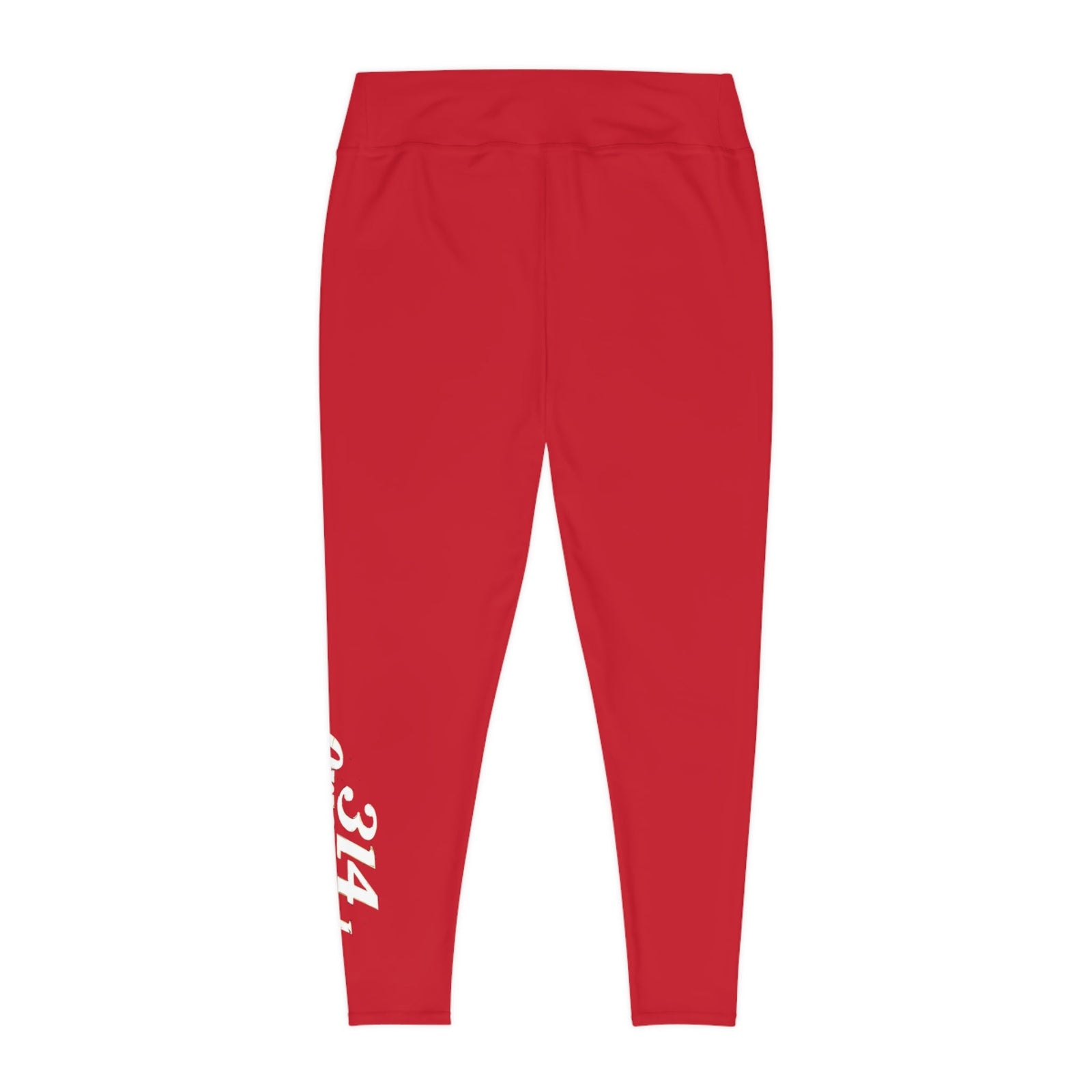 Dark Red Plus Size Leggings — Subtle Side Script Graphic, Comfortable Everyday Activewear - 314 Originals