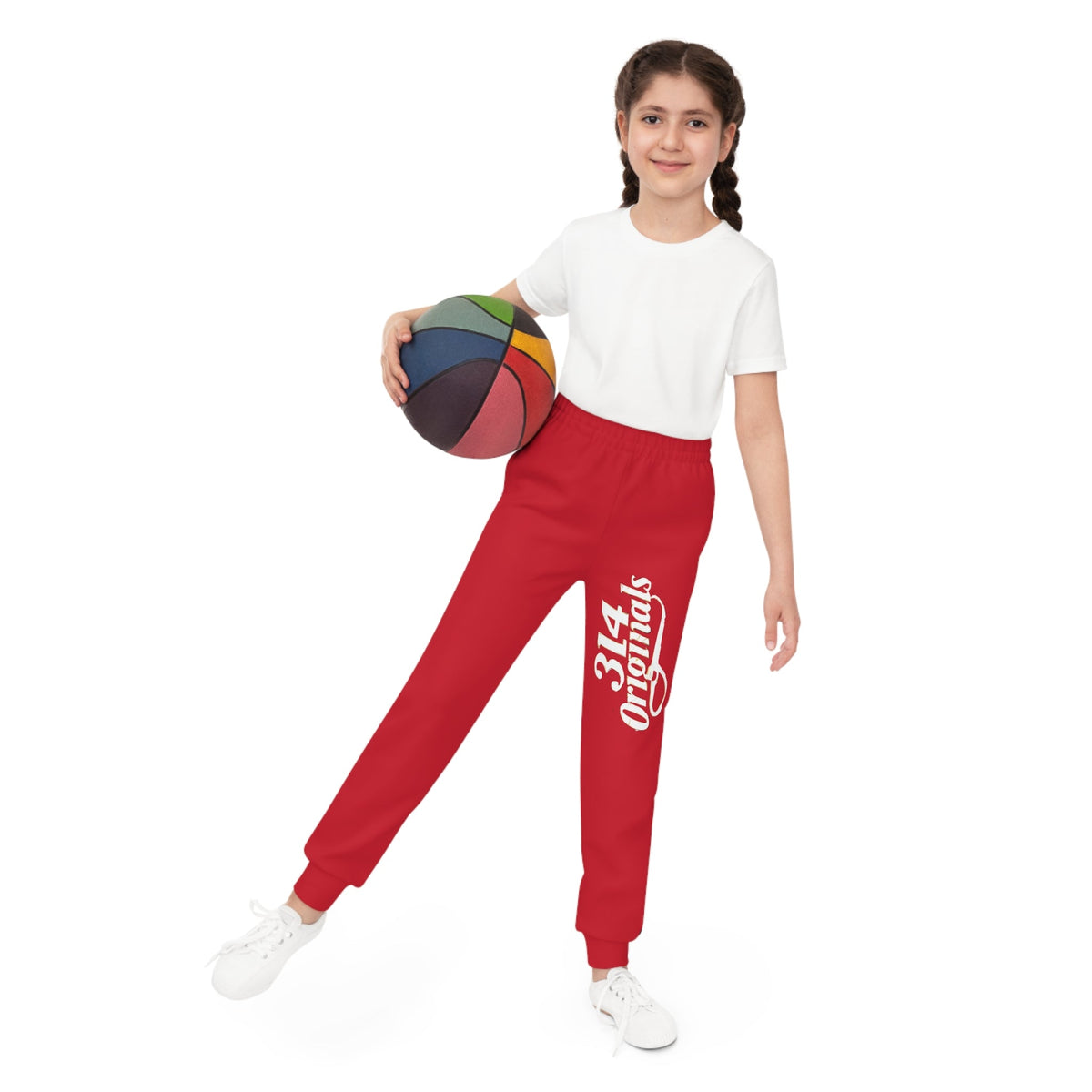 Dark Red Youth Joggers with 314 Originals Side Graphic — Kids Athletic Sweatpants - 314 Originals