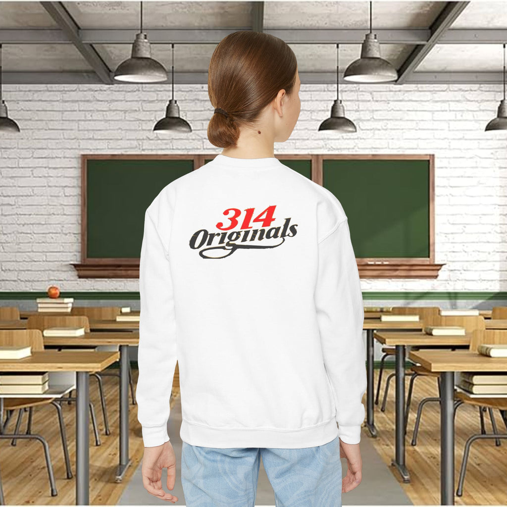 "DOPE" Red Varsity Graphic Youth Crewneck Sweatshirt - 314 Originals