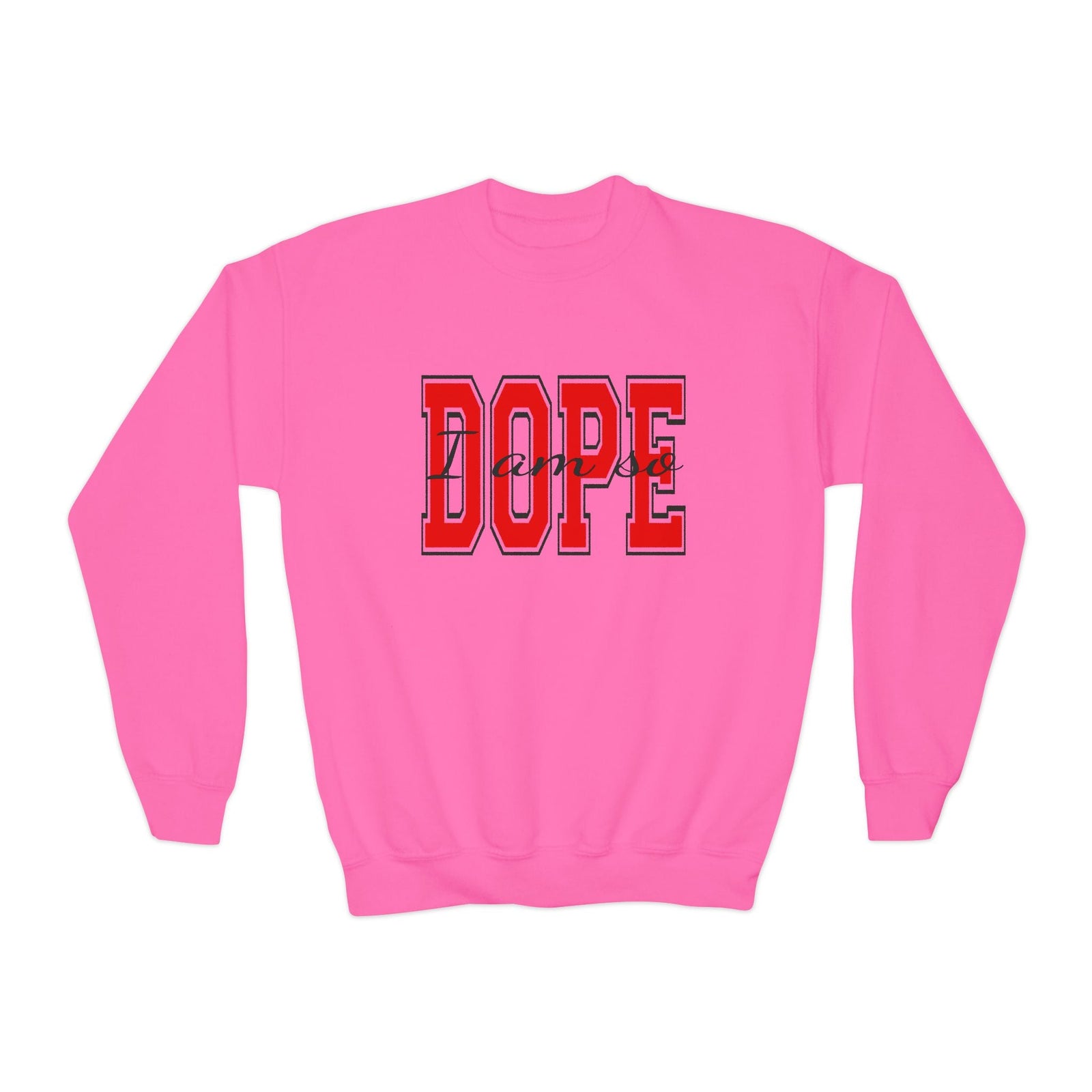 "DOPE" Red Varsity Graphic Youth Crewneck Sweatshirt - 314 Originals