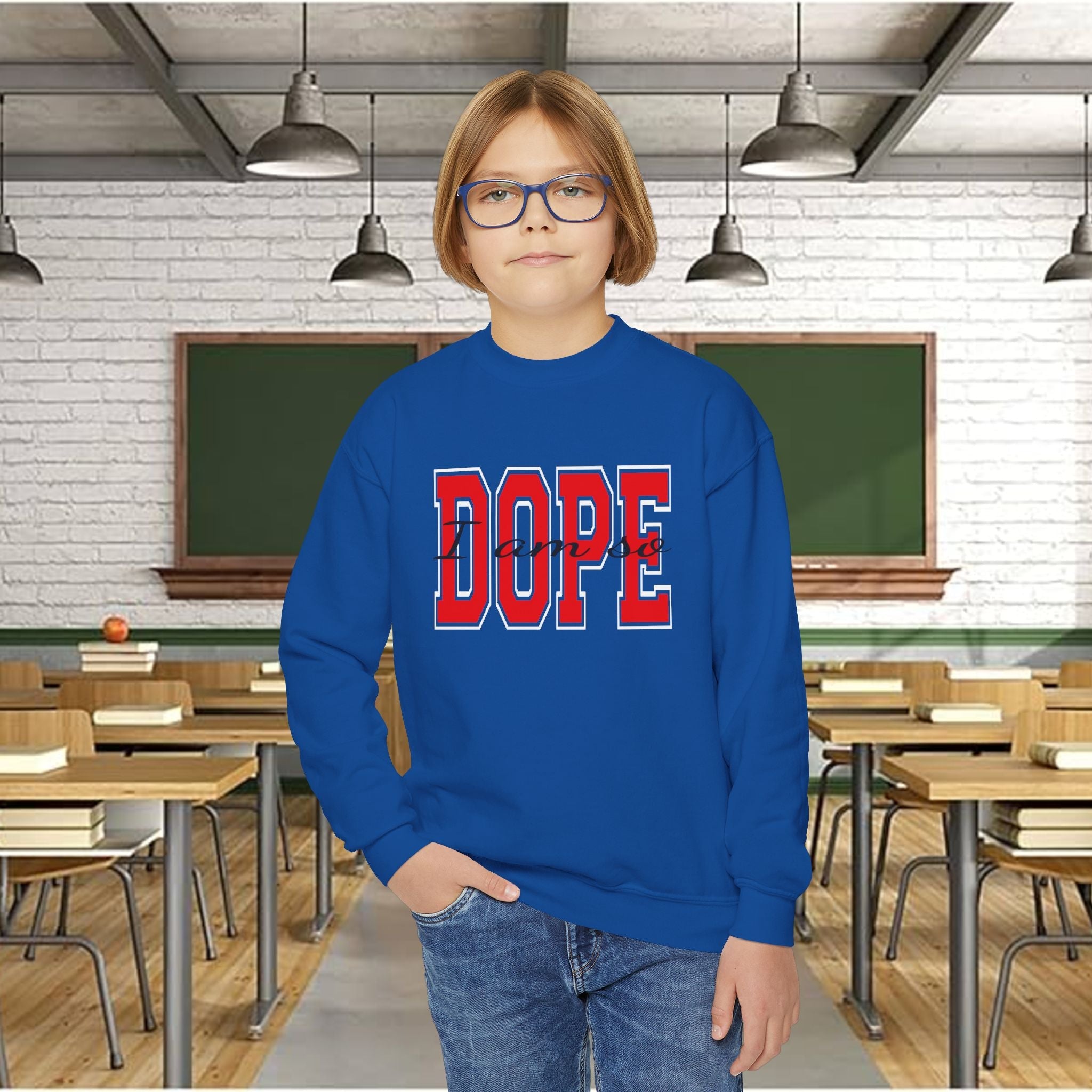 'DOPE' Varsity Graphic Youth Crewneck Sweatshirt - 314 Originals