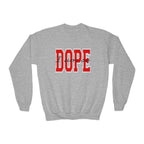 'DOPE' Varsity Graphic Youth Crewneck Sweatshirt - 314 Originals
