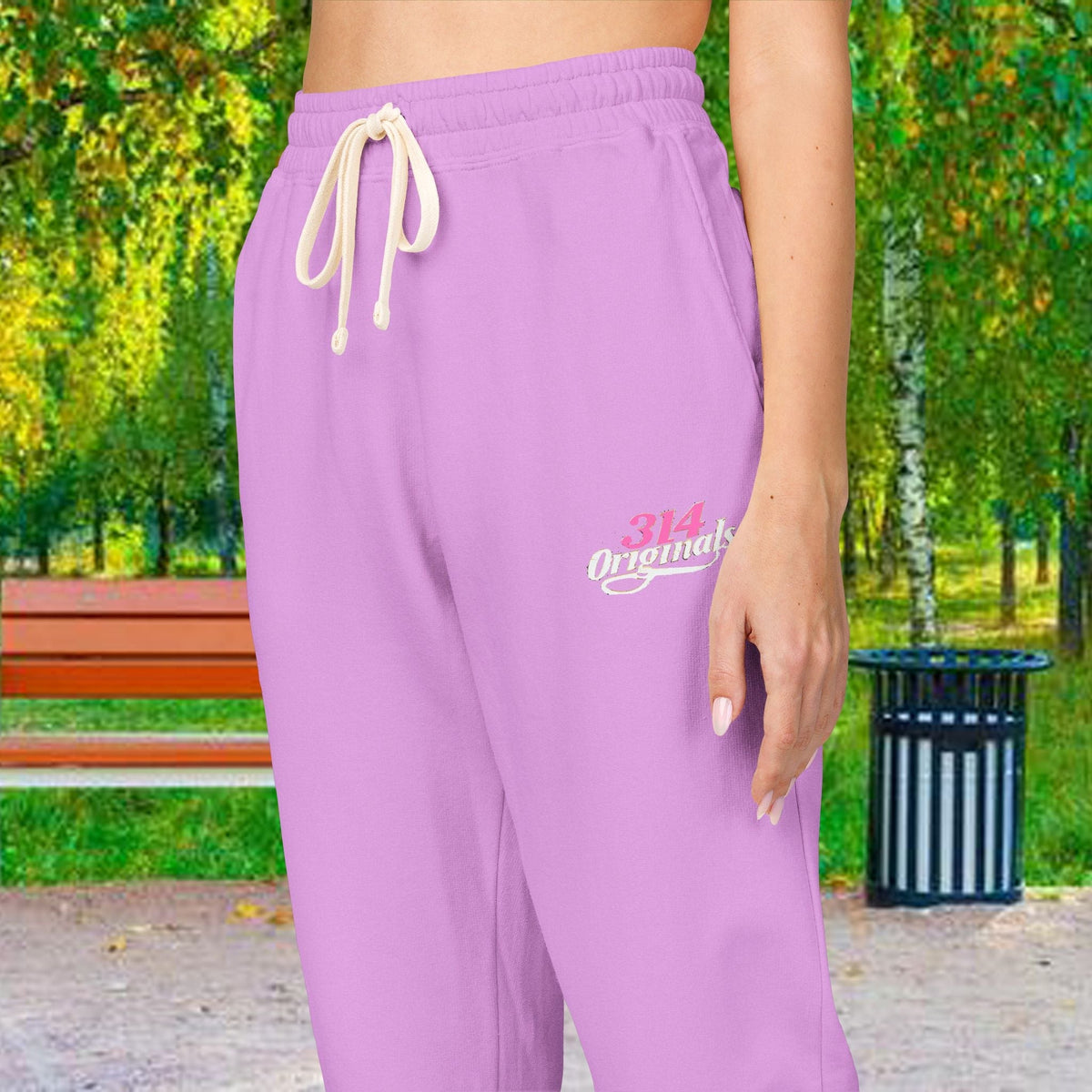 Embroidered Fleece Sweatpants — Soft Garment-Dyed Lounge Joggers - 314 Originals
