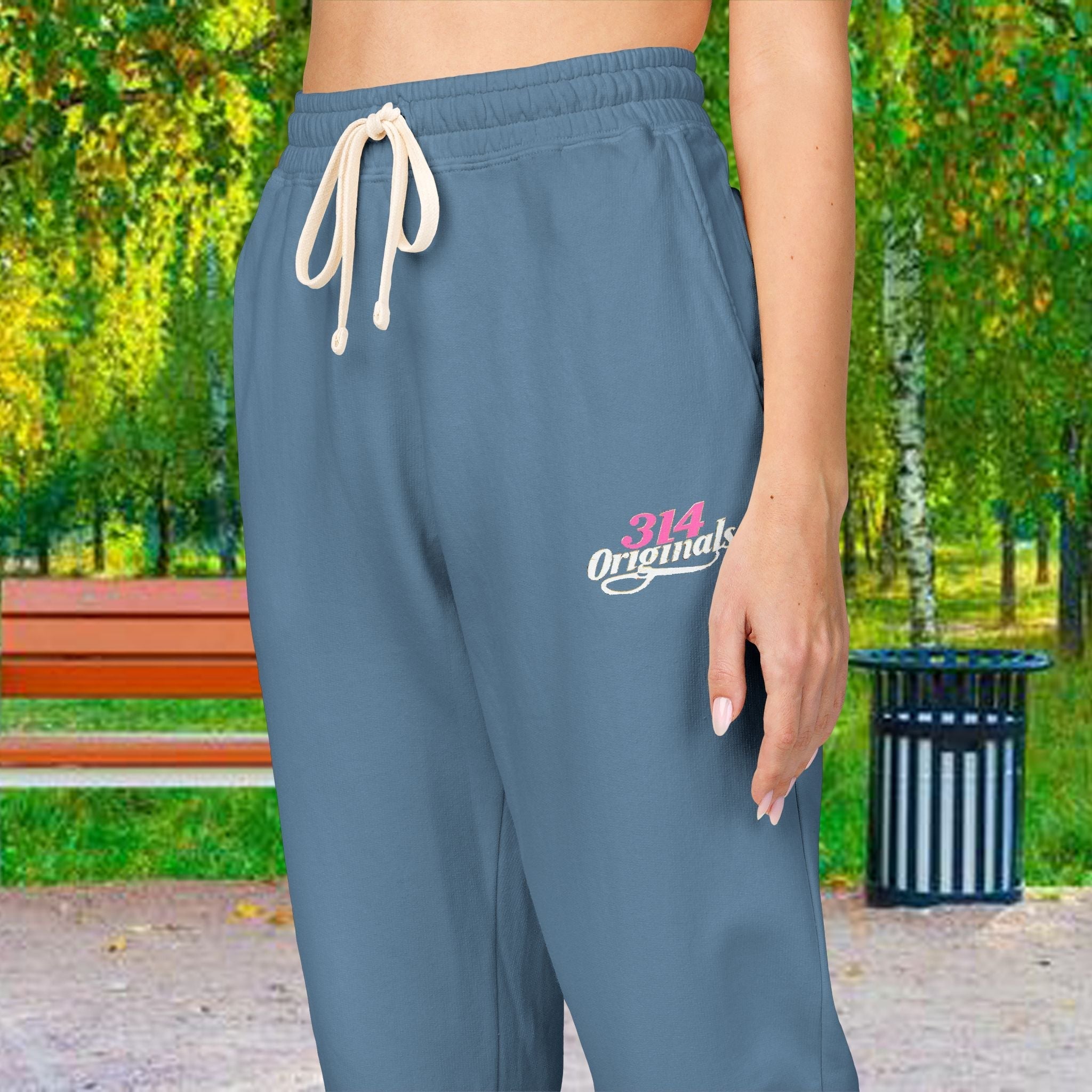 Embroidered Fleece Sweatpants — Soft Garment-Dyed Lounge Joggers - 314 Originals