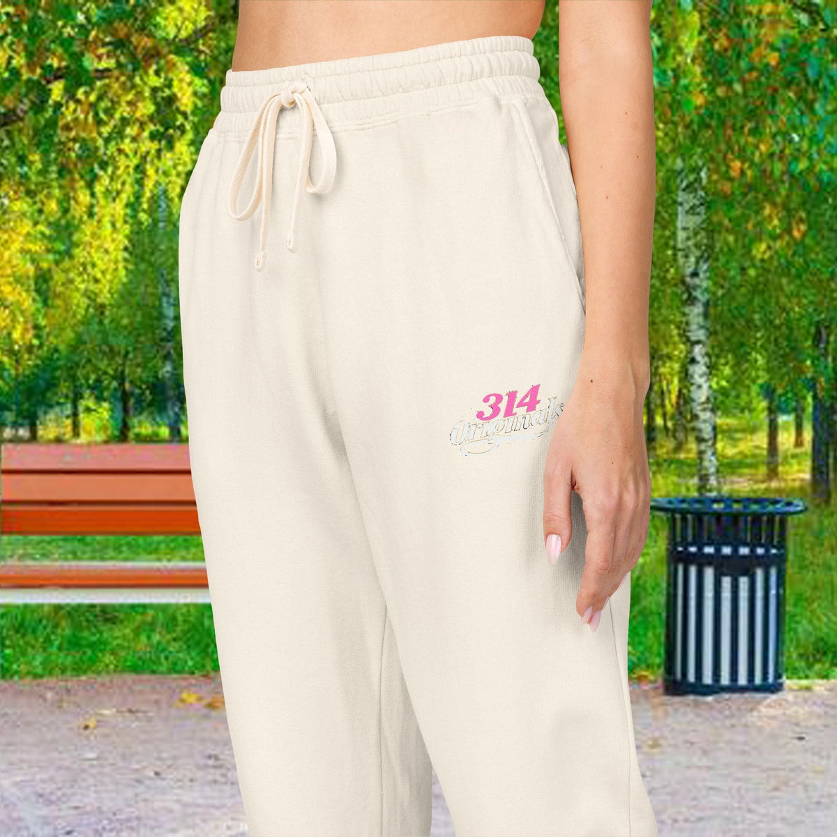 Embroidered Fleece Sweatpants — Soft Garment-Dyed Lounge Joggers - 314 Originals