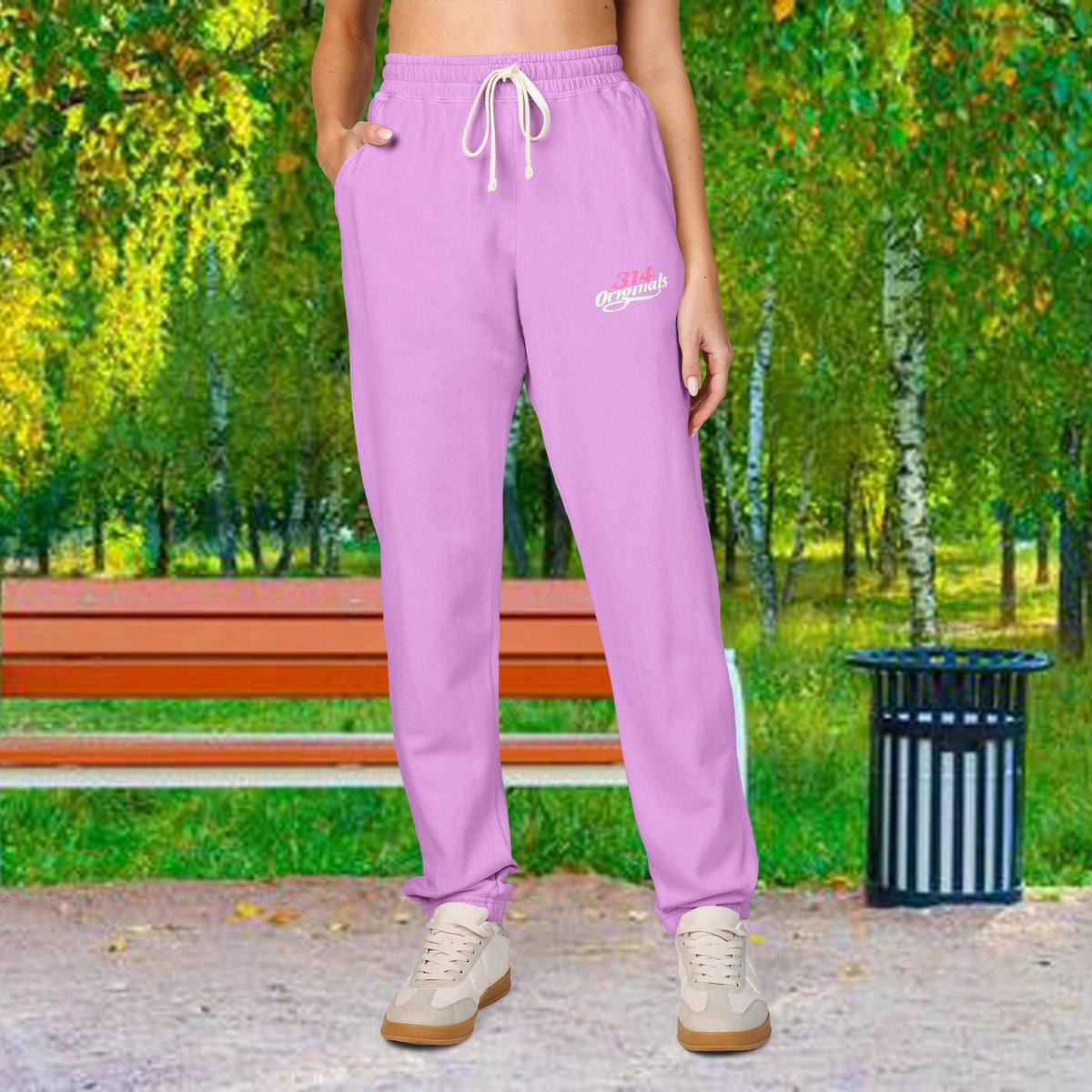 Embroidered Fleece Sweatpants — Soft Garment-Dyed Lounge Joggers - 314 Originals