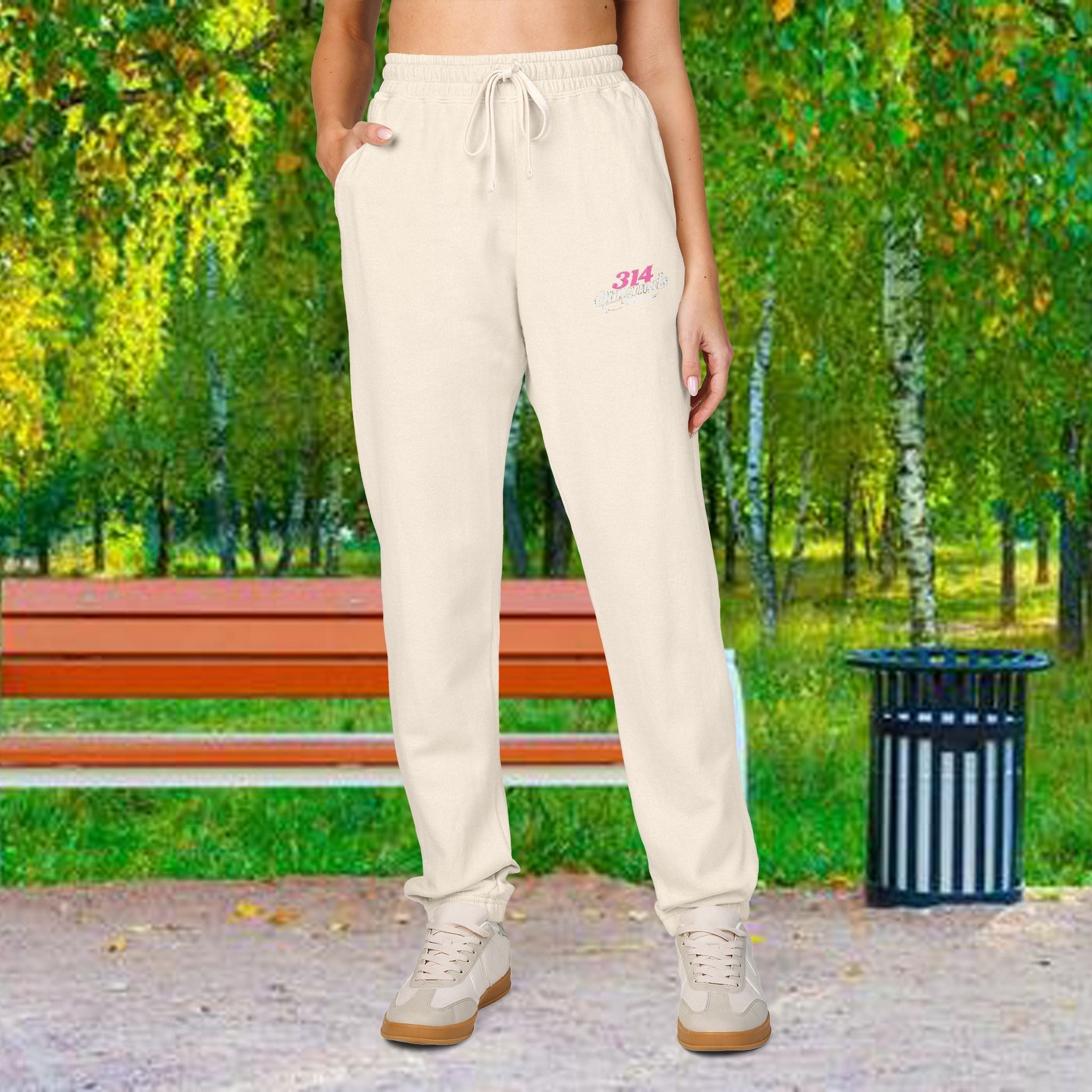 Embroidered Fleece Sweatpants — Soft Garment-Dyed Lounge Joggers - 314 Originals