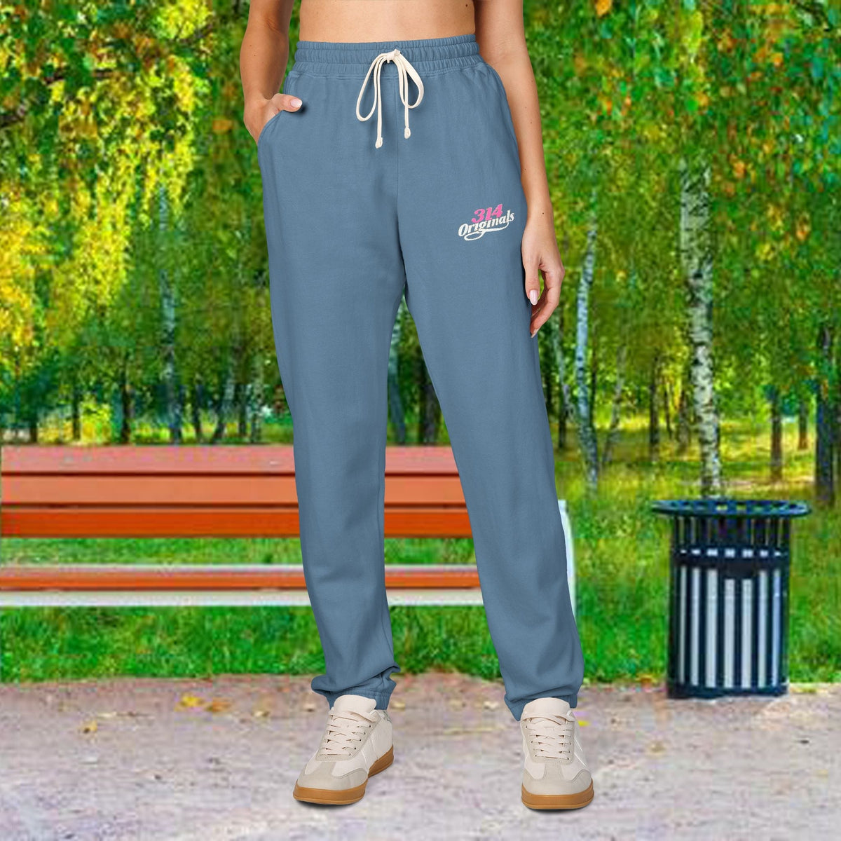 Embroidered Fleece Sweatpants — Soft Garment-Dyed Lounge Joggers - 314 Originals