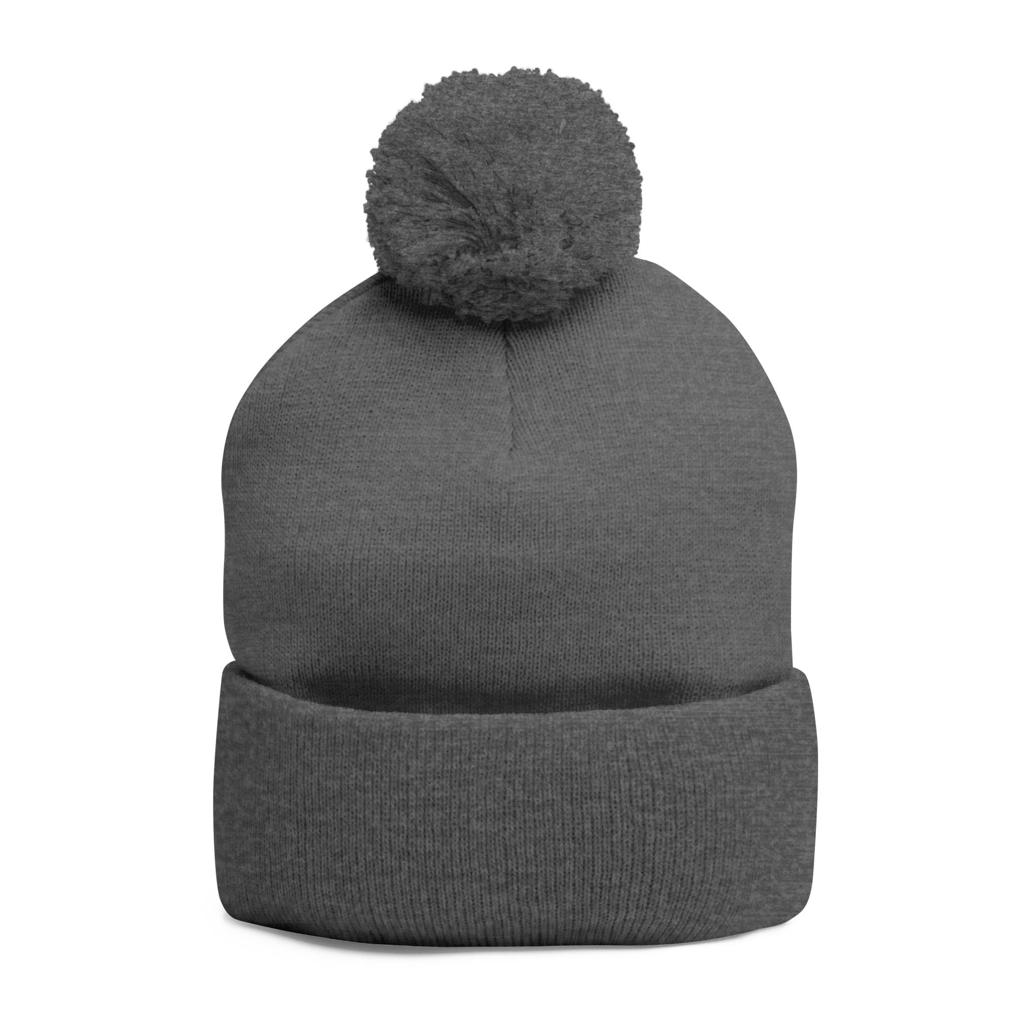 Embroidered Pom-Pom Knit Beanie – Cozy Winter Hat with Small Script Logo - 314 Originals