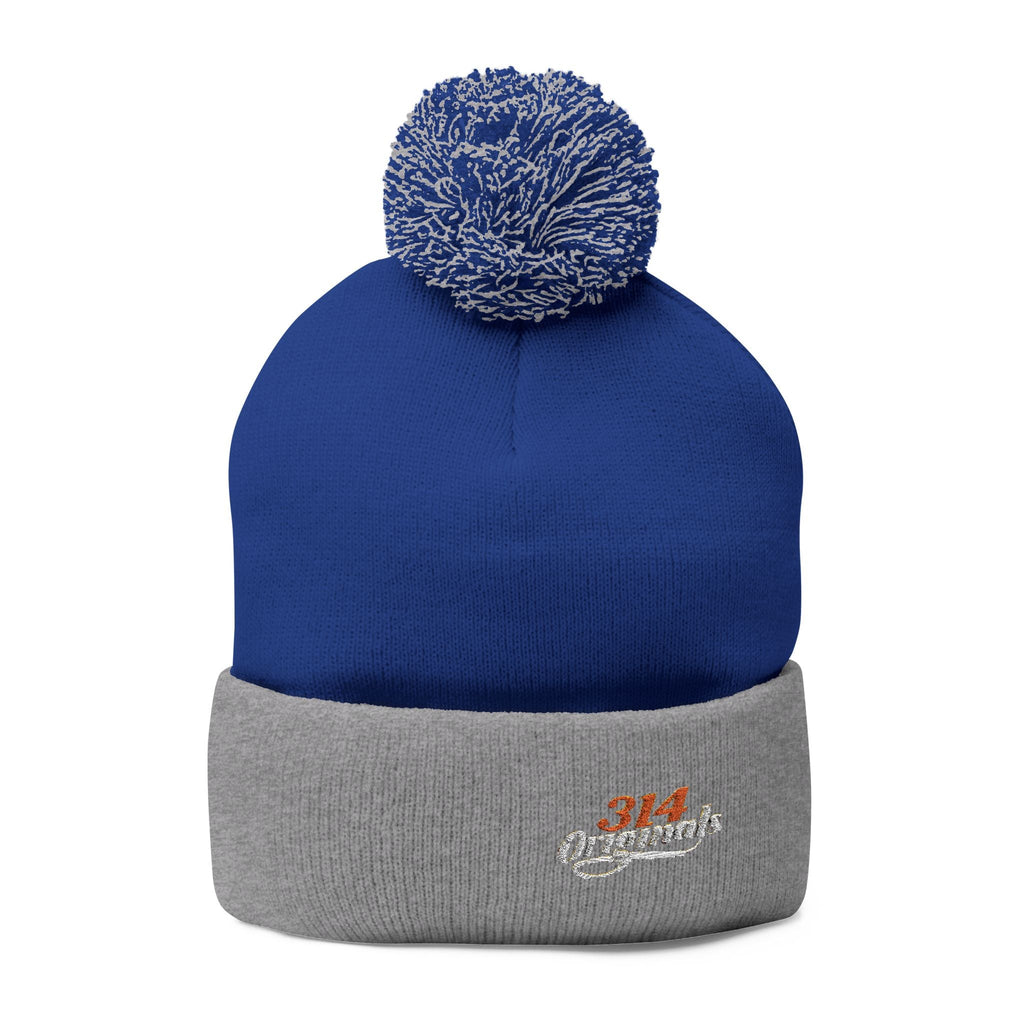 Embroidered Pom-Pom Knit Beanie – Cozy Winter Hat with Small Script Logo - 314 Originals