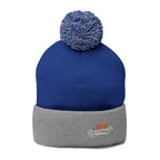 Embroidered Pom-Pom Knit Beanie – Cozy Winter Hat with Small Script Logo - 314 Originals