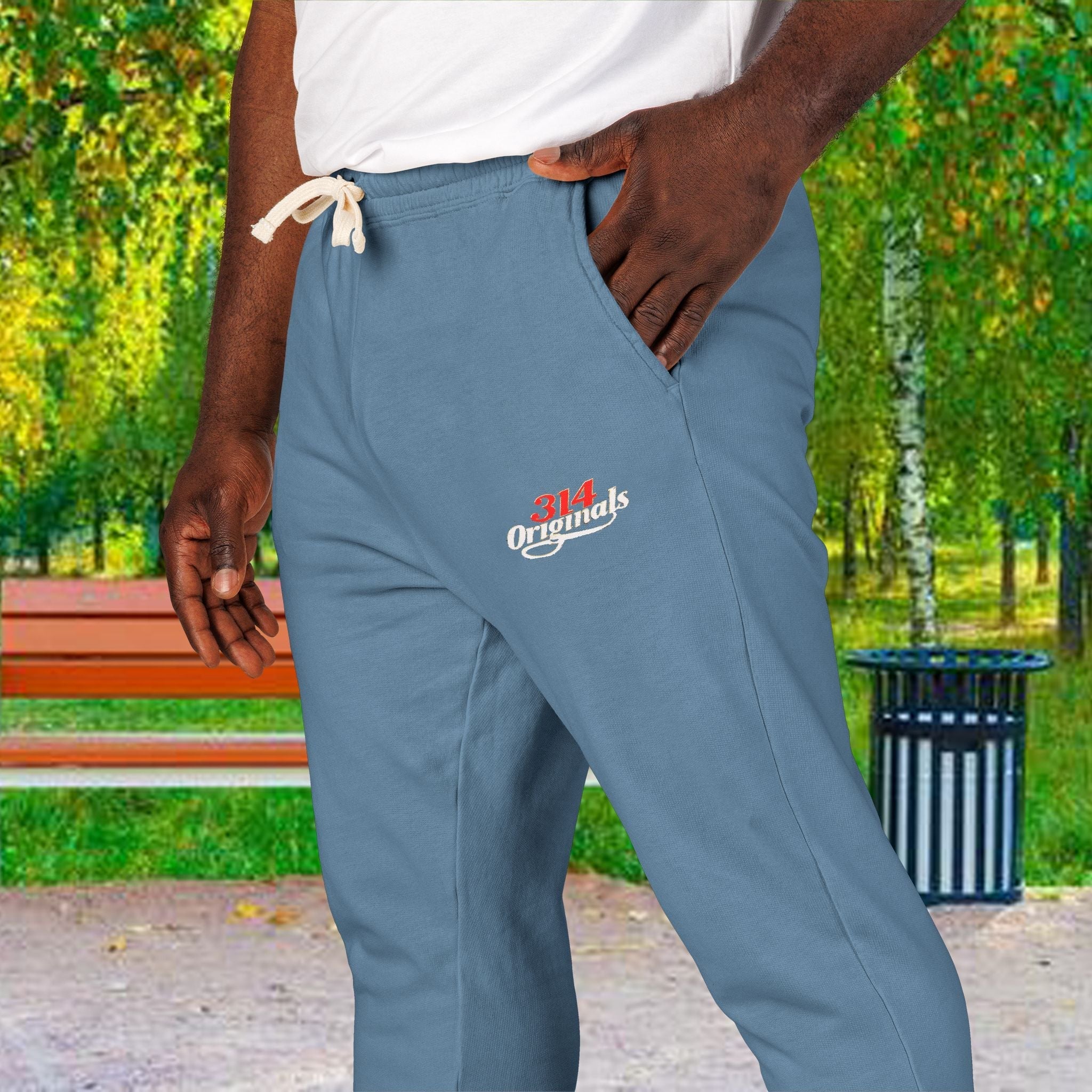 Fleece Sweatpants with Retro Script Chest Logo - 314 Originals