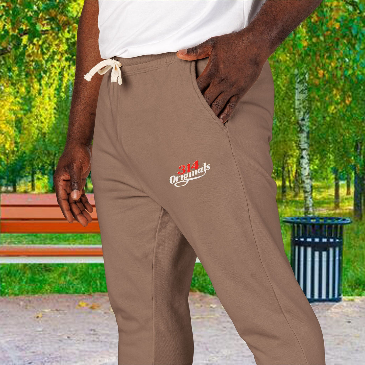 Fleece Sweatpants with Retro Script Chest Logo - 314 Originals