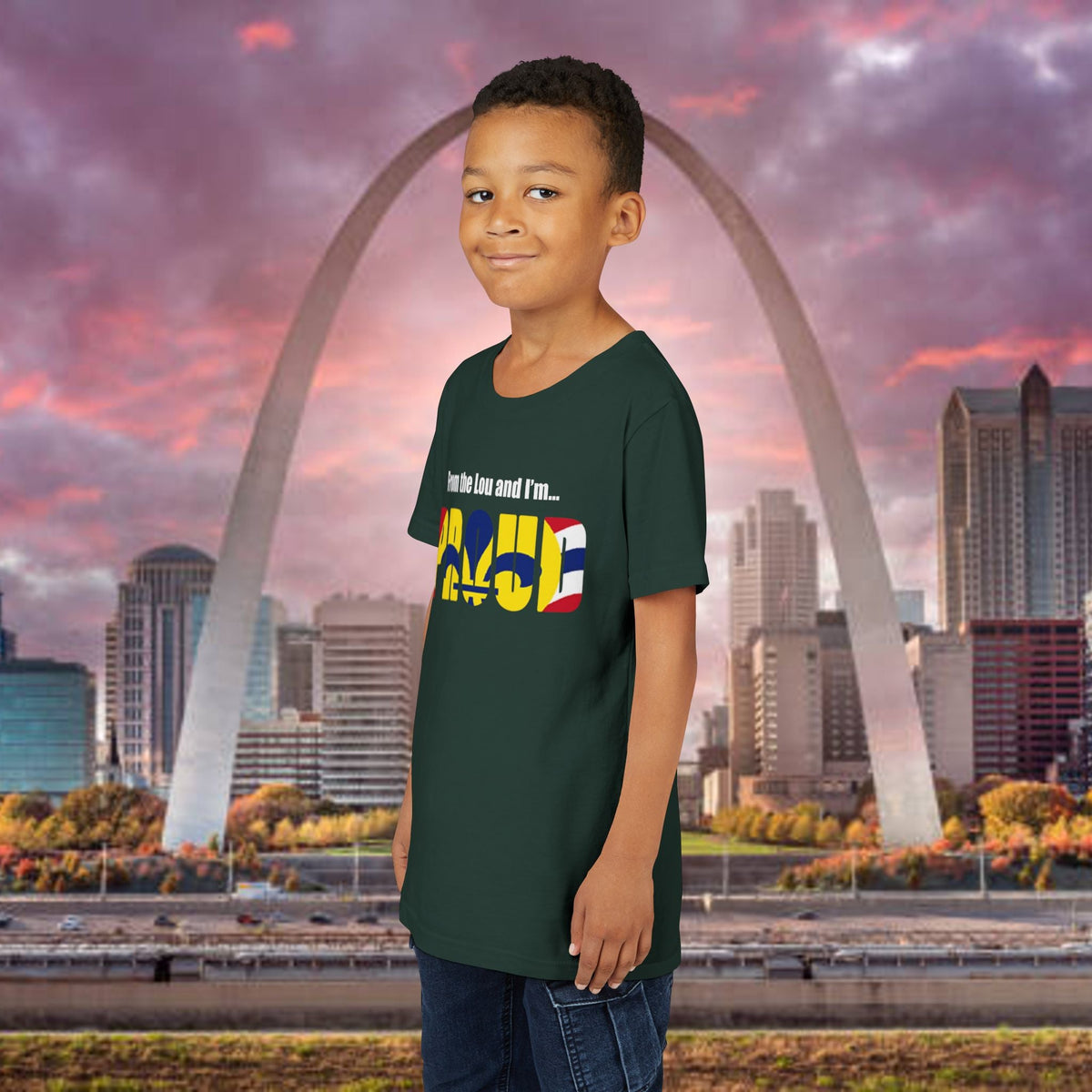 "From the Lou and I'm... Proud" St. Louis Flag Kids Shirt - 314 Originals