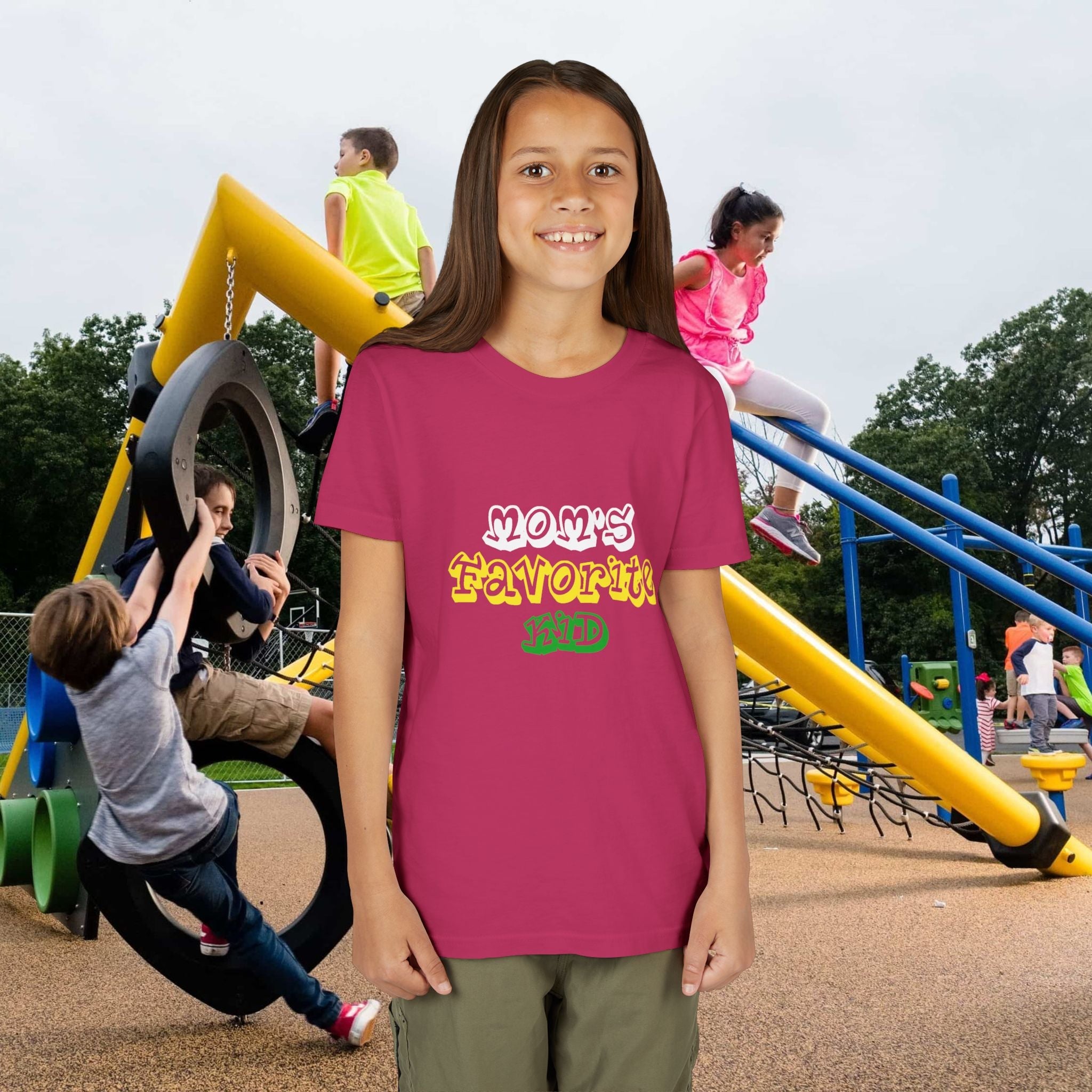 Girl's "Favorite Kid" Retro Yellow & Green Graphic T-Shirt - 314 Originals