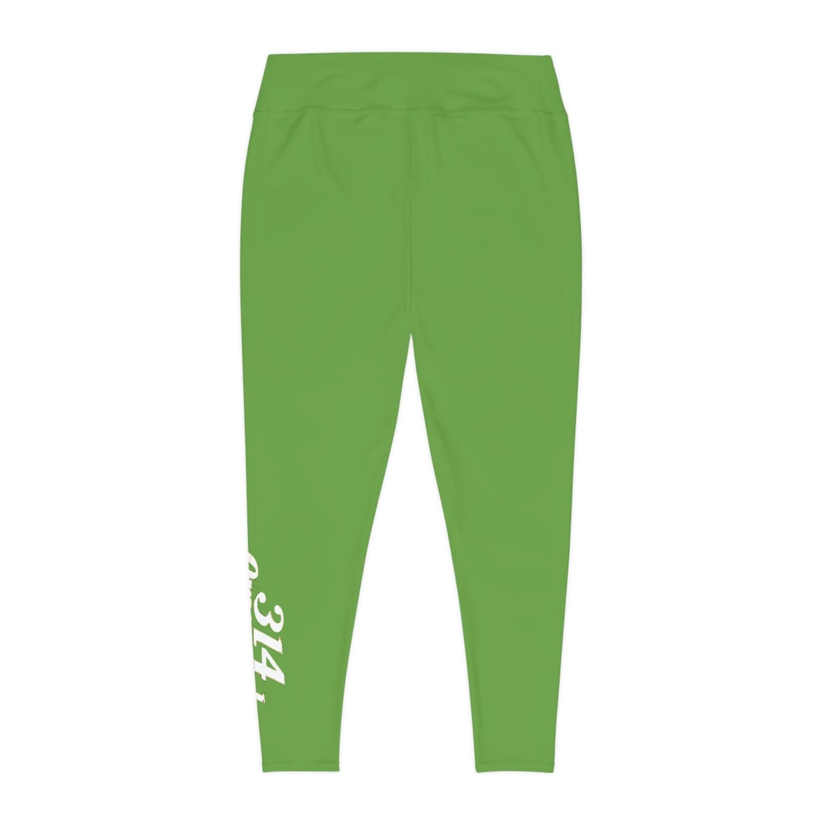 Green Plus Size Leggings — Subtle Side Script Graphic, Comfortable Everyday Activewear - 314 Originals