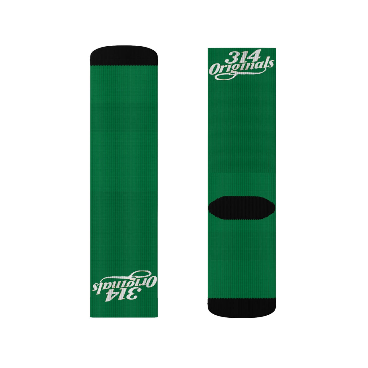 Green Sublimation Socks with '314 Originals' Script — Athletic Crew Socks - 314 Originals