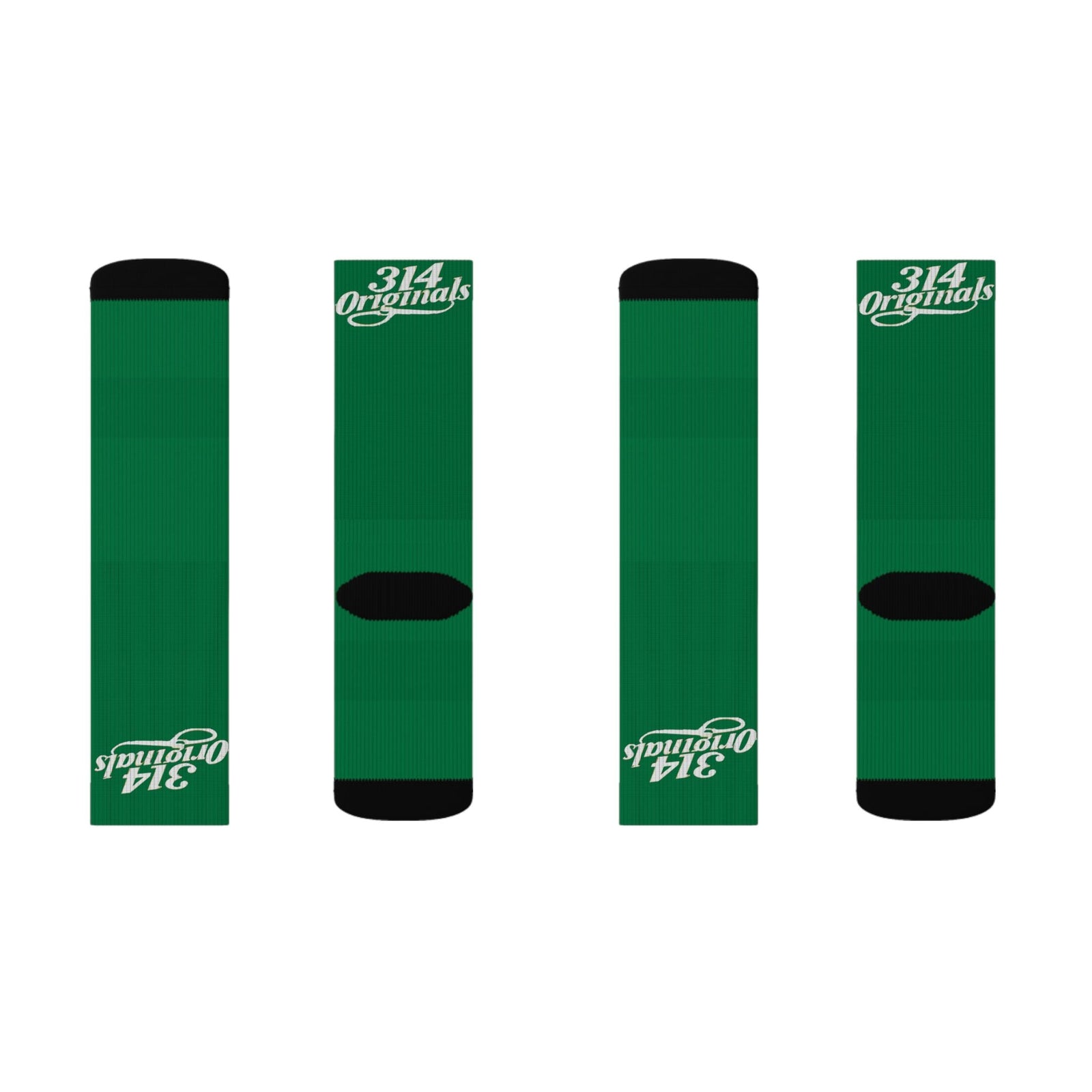 Green Sublimation Socks with '314 Originals' Script — Athletic Crew Socks - 314 Originals