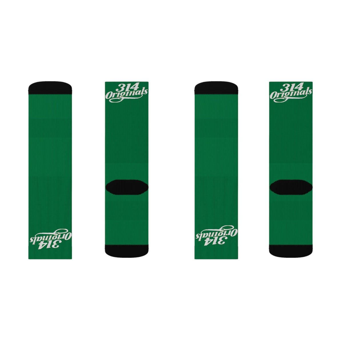 Green Sublimation Socks with '314 Originals' Script — Athletic Crew Socks - 314 Originals