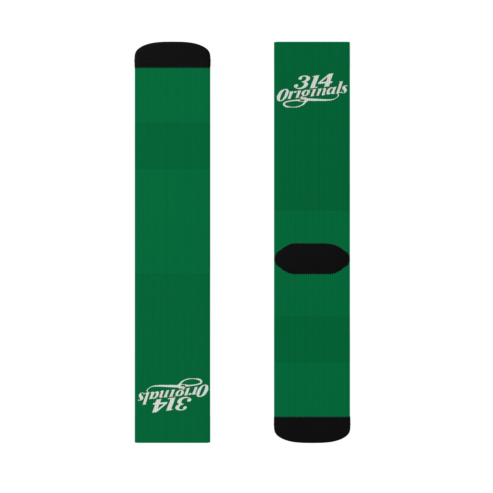 Green Sublimation Socks with '314 Originals' Script — Athletic Crew Socks - 314 Originals