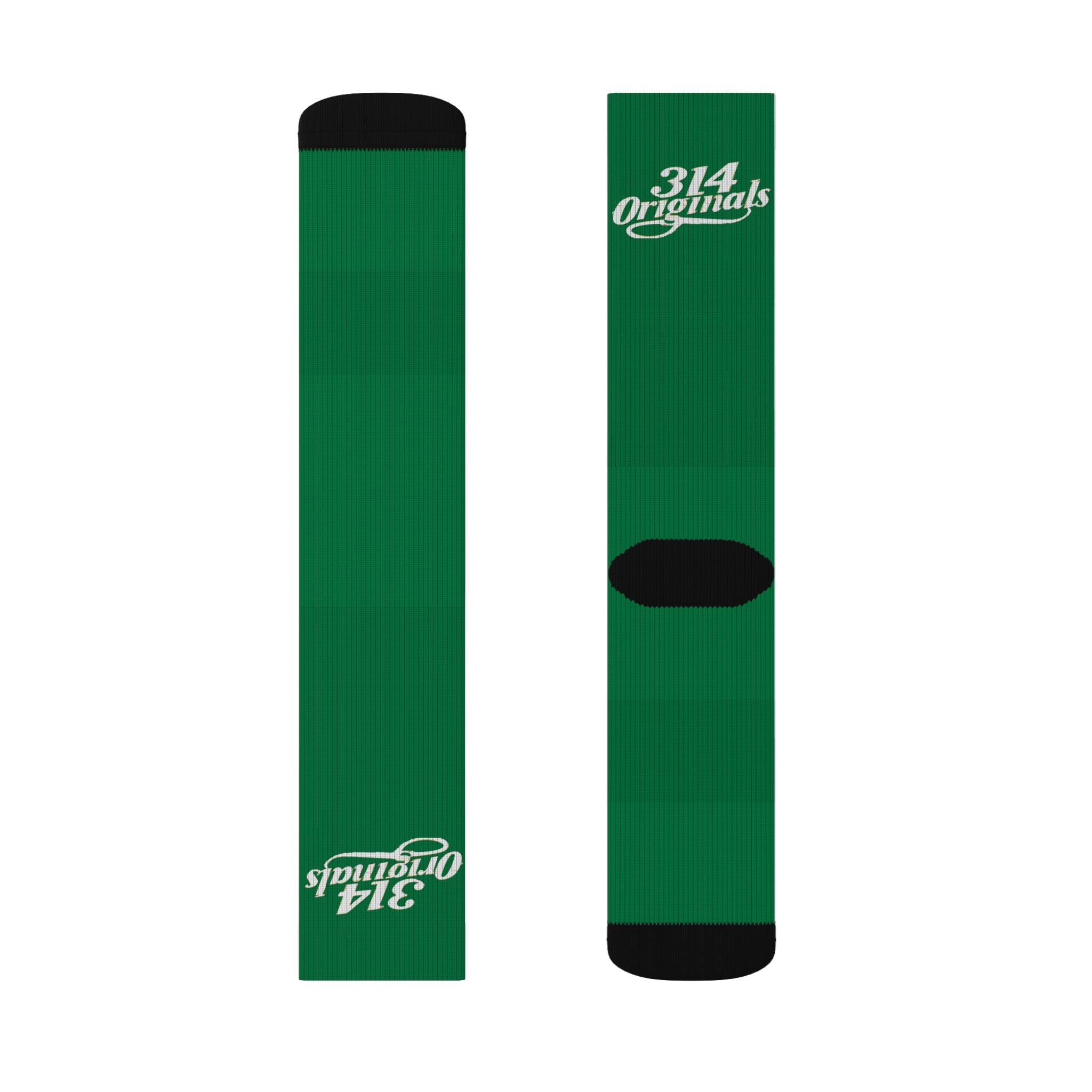 Green Sublimation Socks with '314 Originals' Script — Athletic Crew Socks - 314 Originals