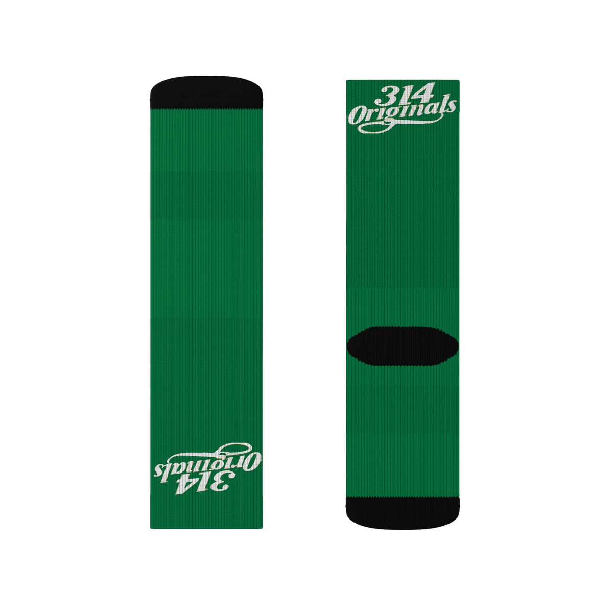 Green Sublimation Socks with '314 Originals' Script — Athletic Crew Socks - 314 Originals