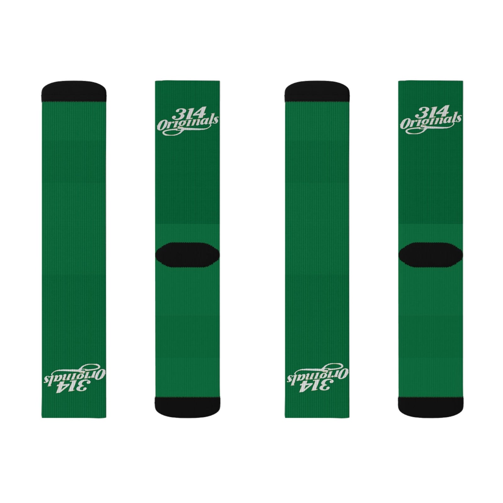 Green Sublimation Socks with '314 Originals' Script — Athletic Crew Socks - 314 Originals