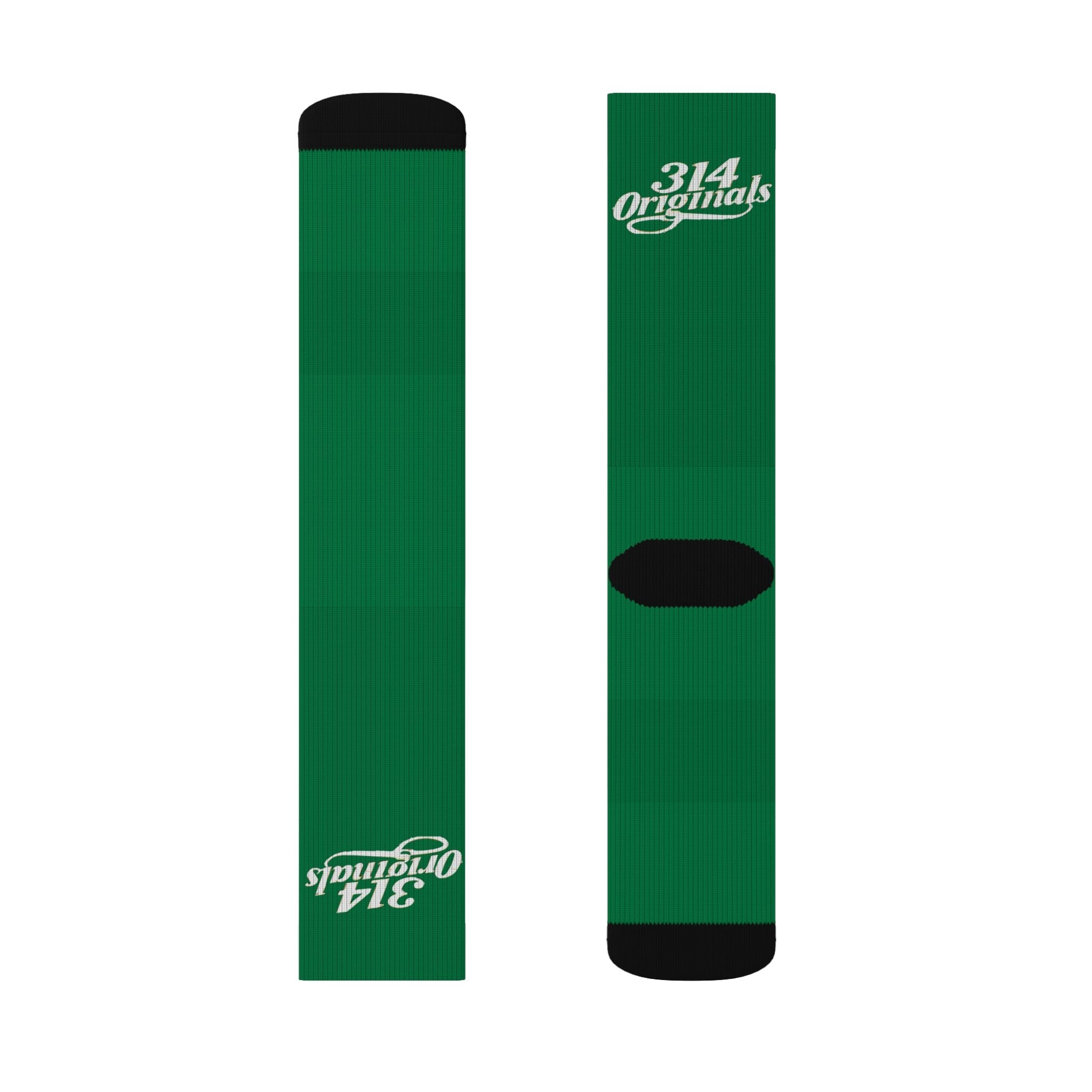 Green Sublimation Socks with '314 Originals' Script — Athletic Crew Socks - 314 Originals