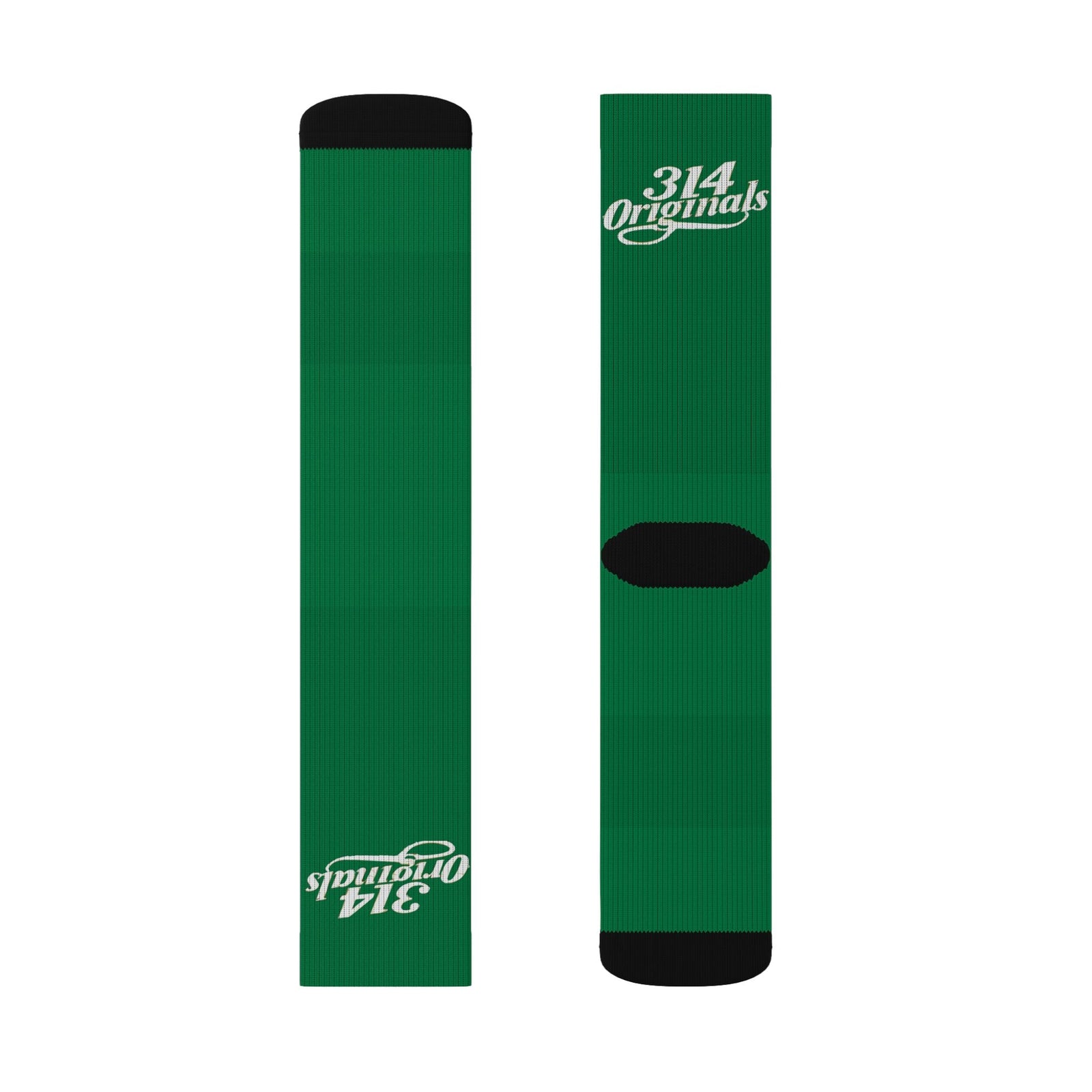 Green Sublimation Socks with '314 Originals' Script — Athletic Crew Socks - 314 Originals