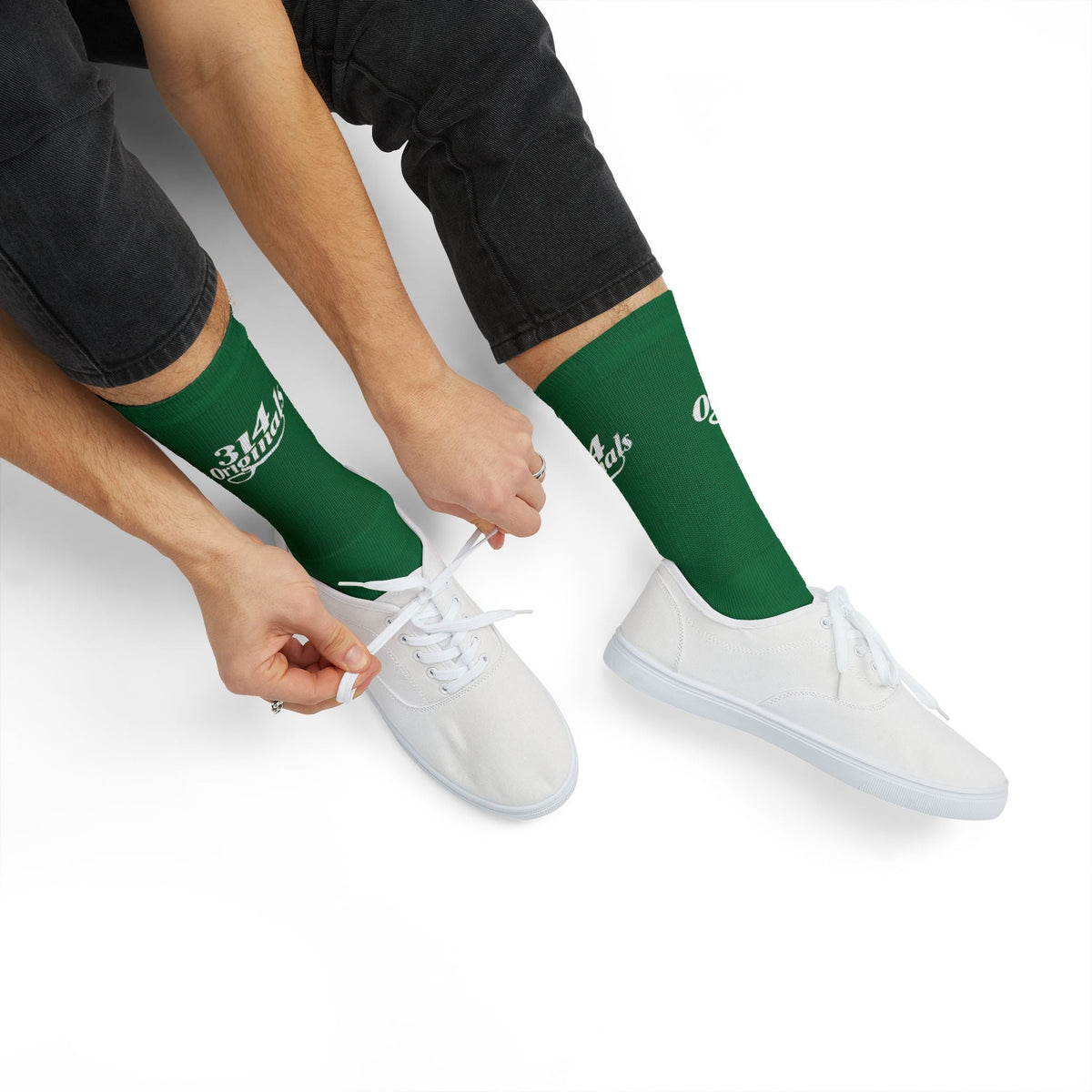 Green Sublimation Socks with '314 Originals' Script — Athletic Crew Socks - 314 Originals
