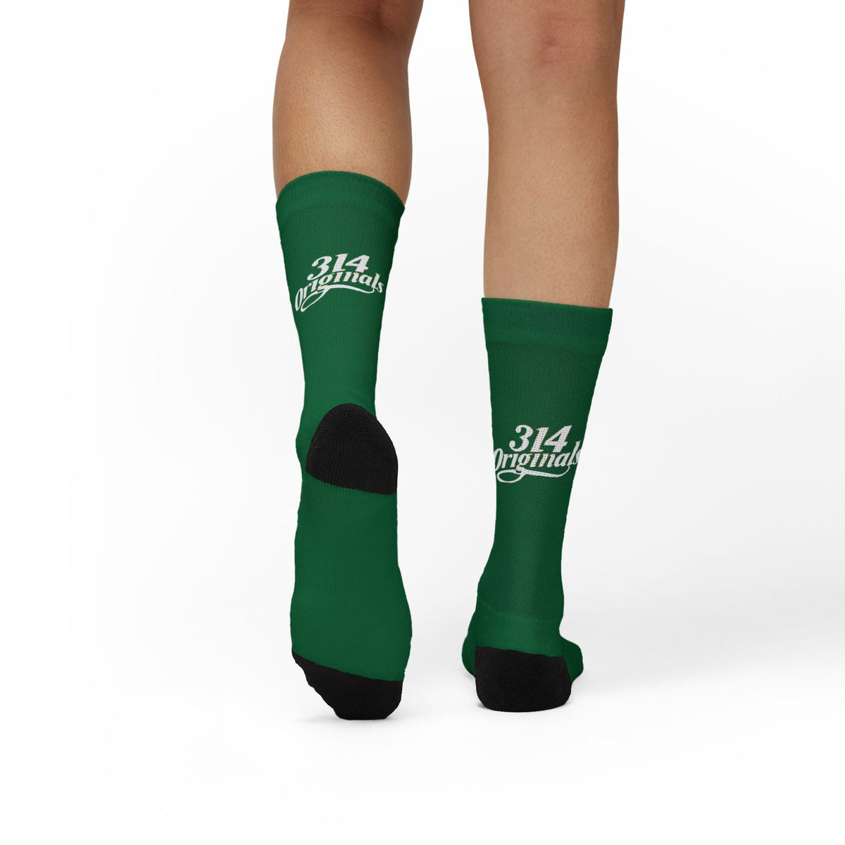 Green Sublimation Socks with '314 Originals' Script — Athletic Crew Socks - 314 Originals
