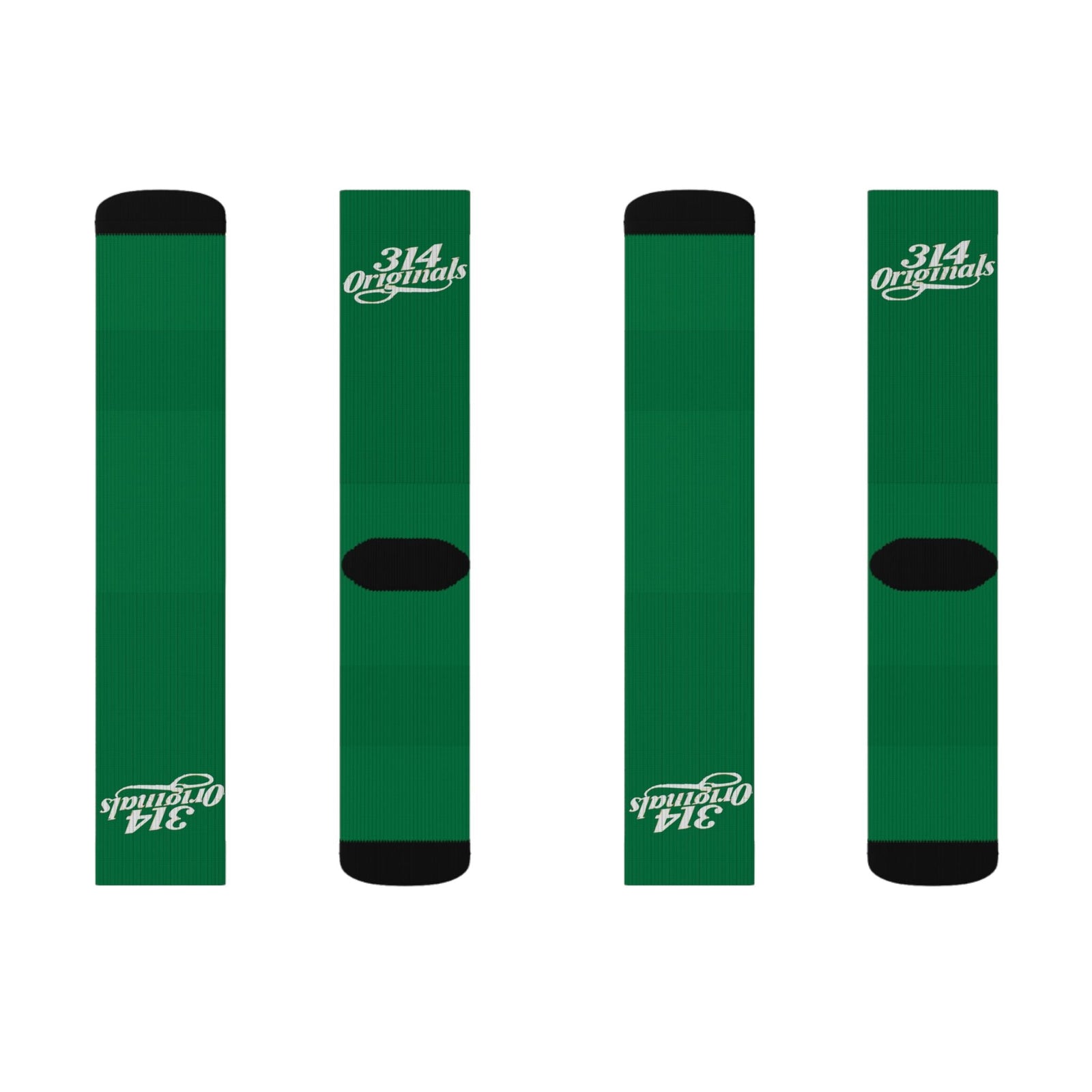Green Sublimation Socks with '314 Originals' Script — Athletic Crew Socks - 314 Originals