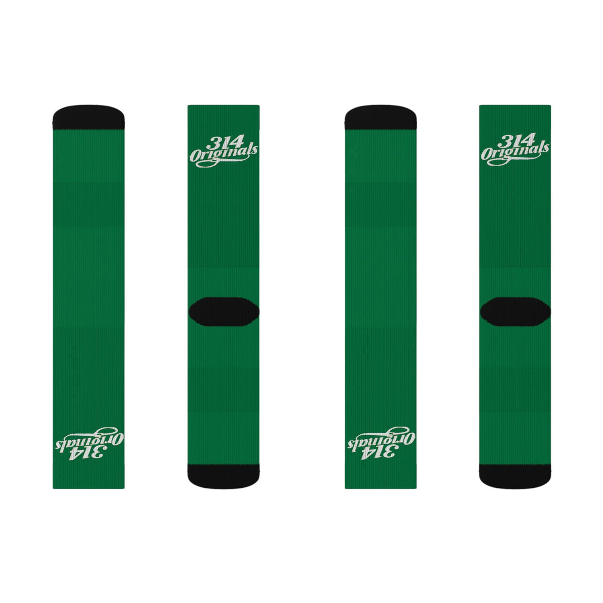 Green Sublimation Socks with '314 Originals' Script — Athletic Crew Socks - 314 Originals