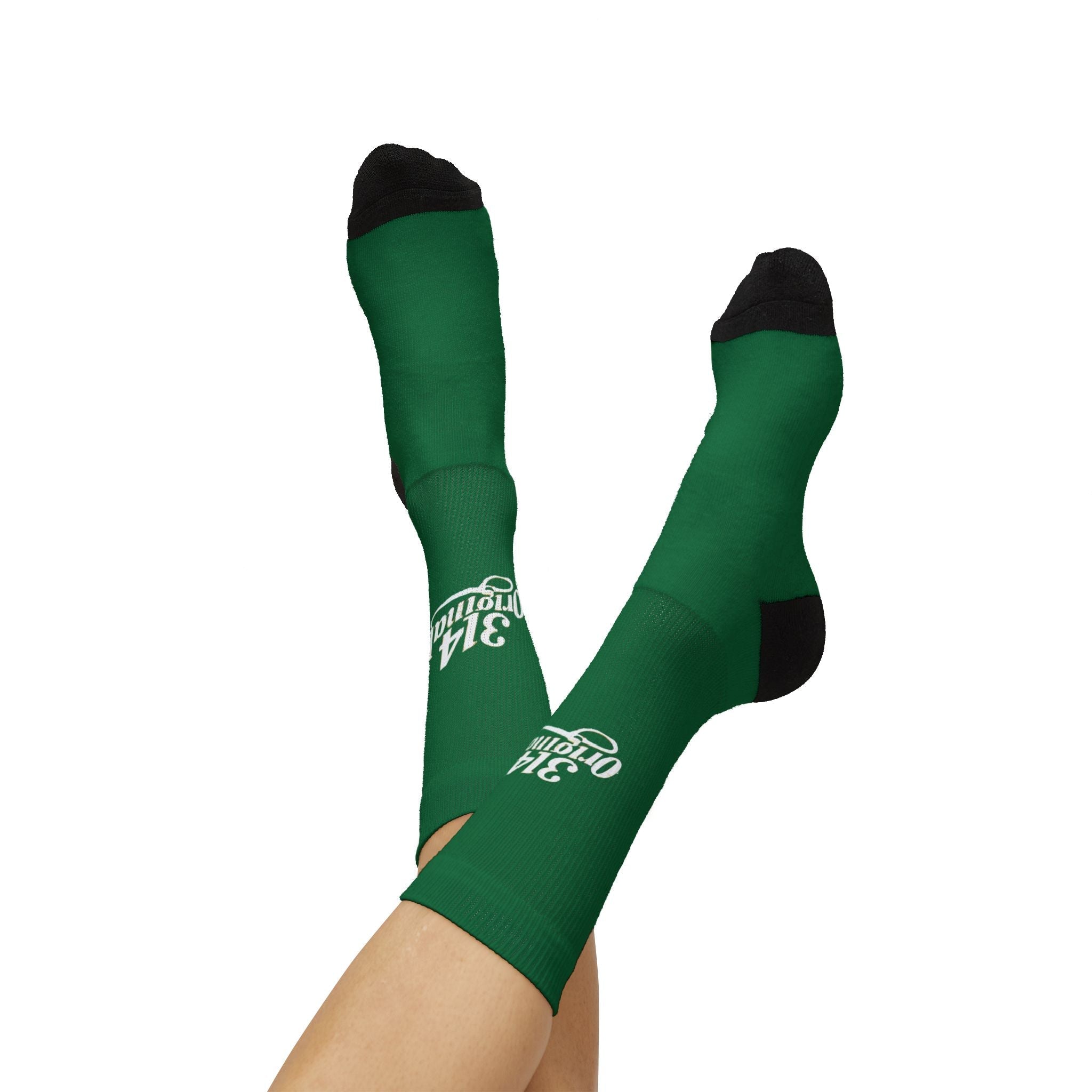 Green Sublimation Socks with '314 Originals' Script — Athletic Crew Socks - 314 Originals