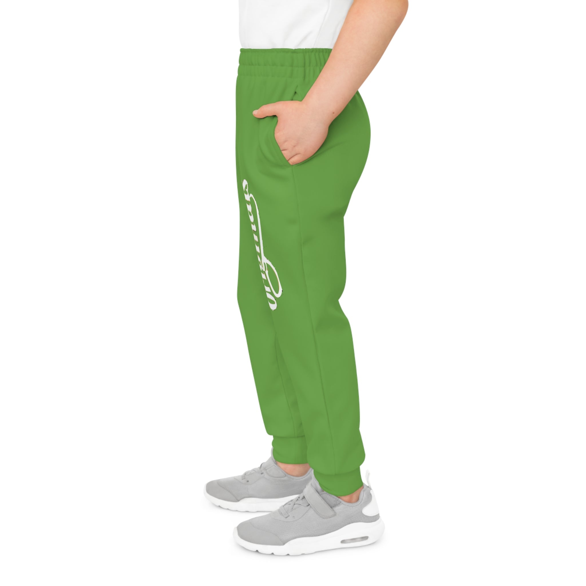 Green Youth Joggers with 314 Originals Side Graphic — Kids Athletic Sweatpants - 314 Originals