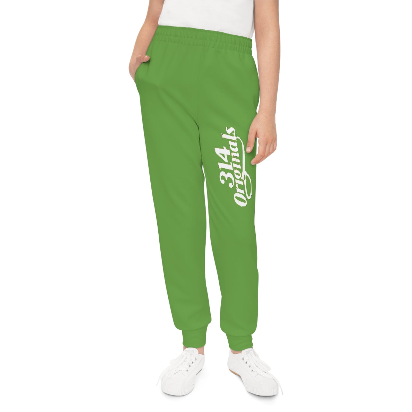 Green Youth Joggers with 314 Originals Side Graphic — Kids Athletic Sweatpants - 314 Originals